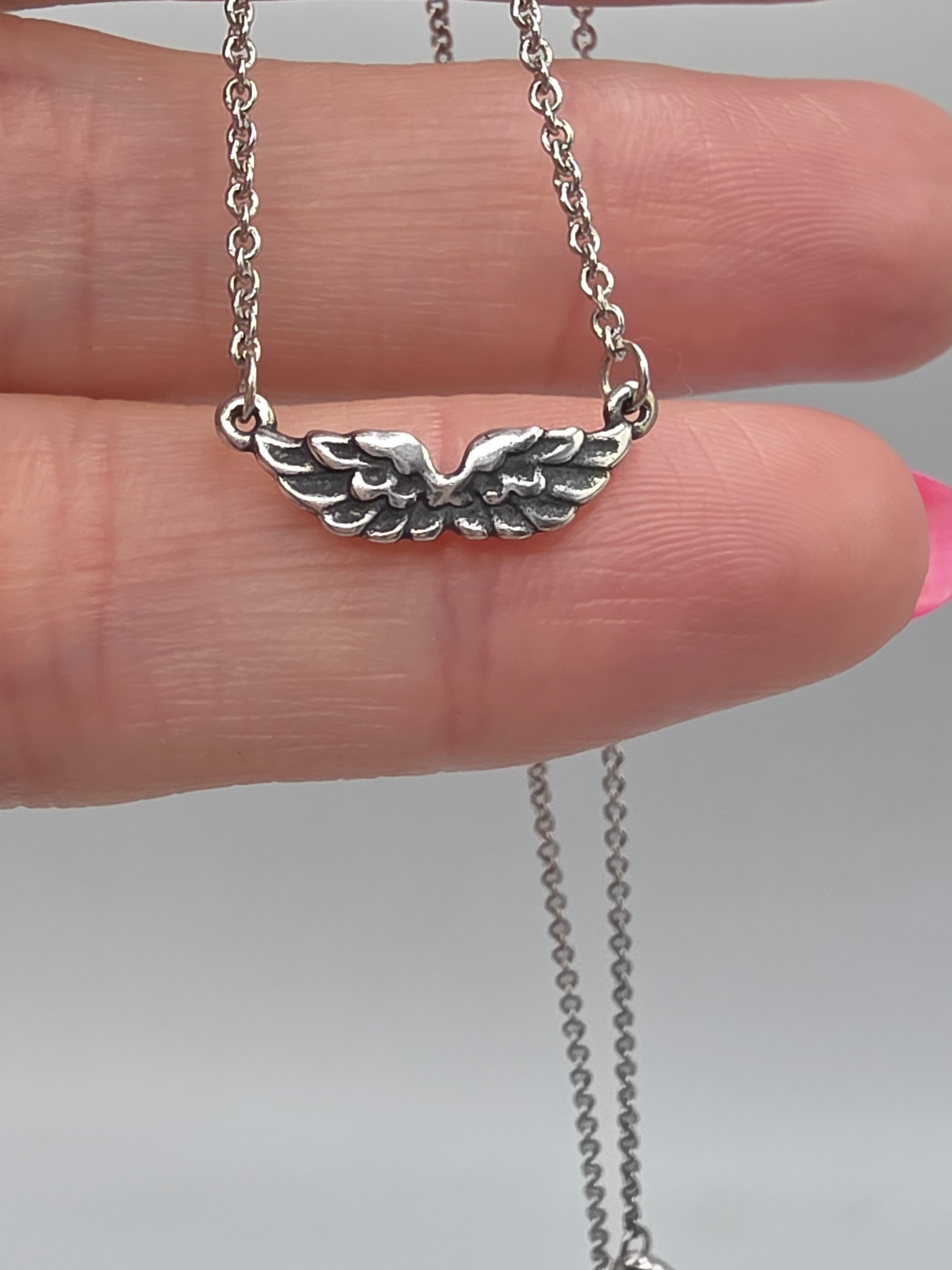 RETIRED James Avery Take Flight Angel Wings 925 Sterling Silver Pendant Necklace