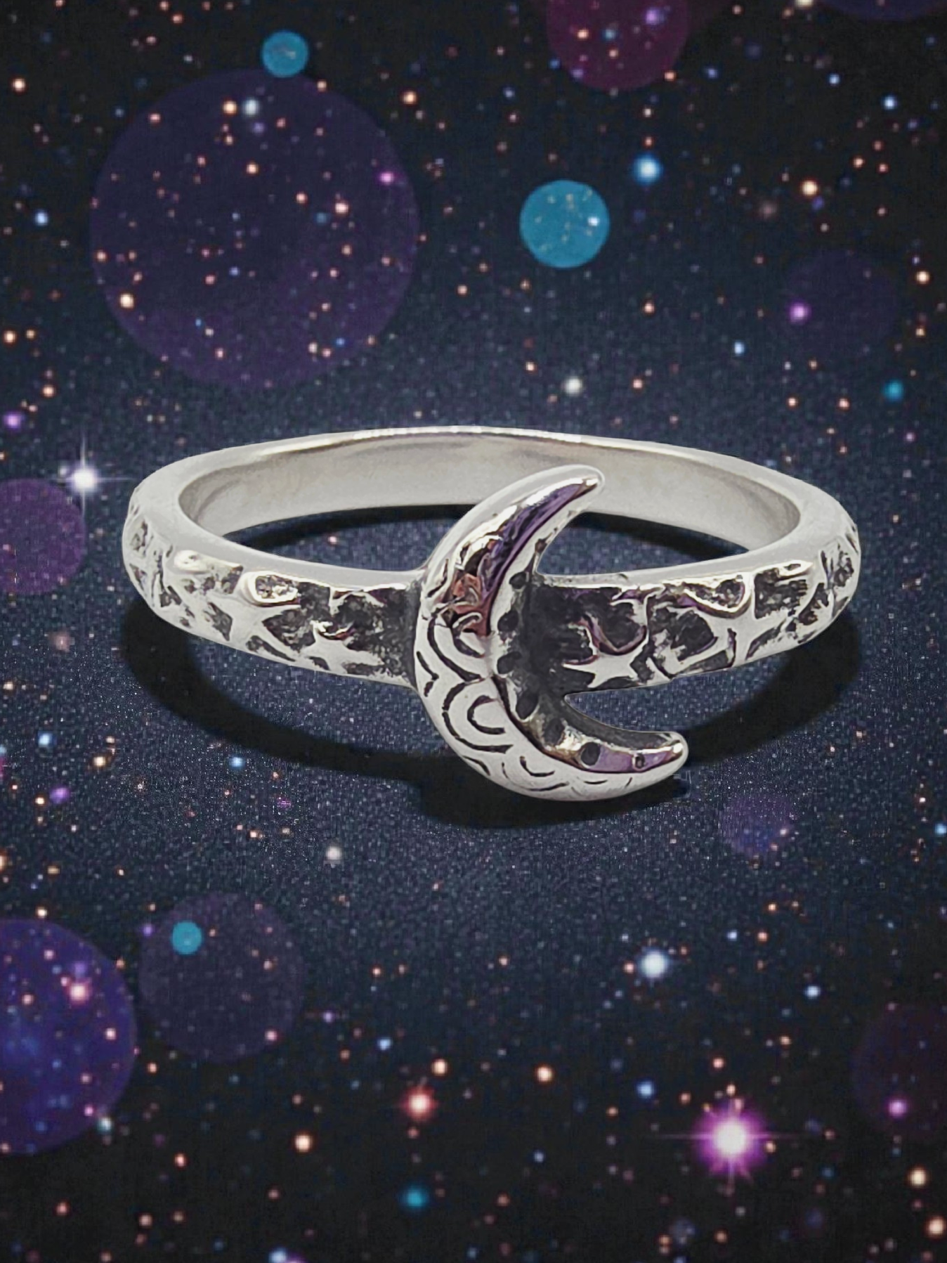James Avery Starry Night 925 Sterling Silver Moon Ring – Size 7.5