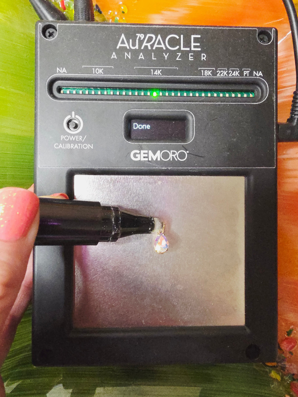 Solid 10K Yellow Gold Pendant with Pear Cut Rainbow Gemstone