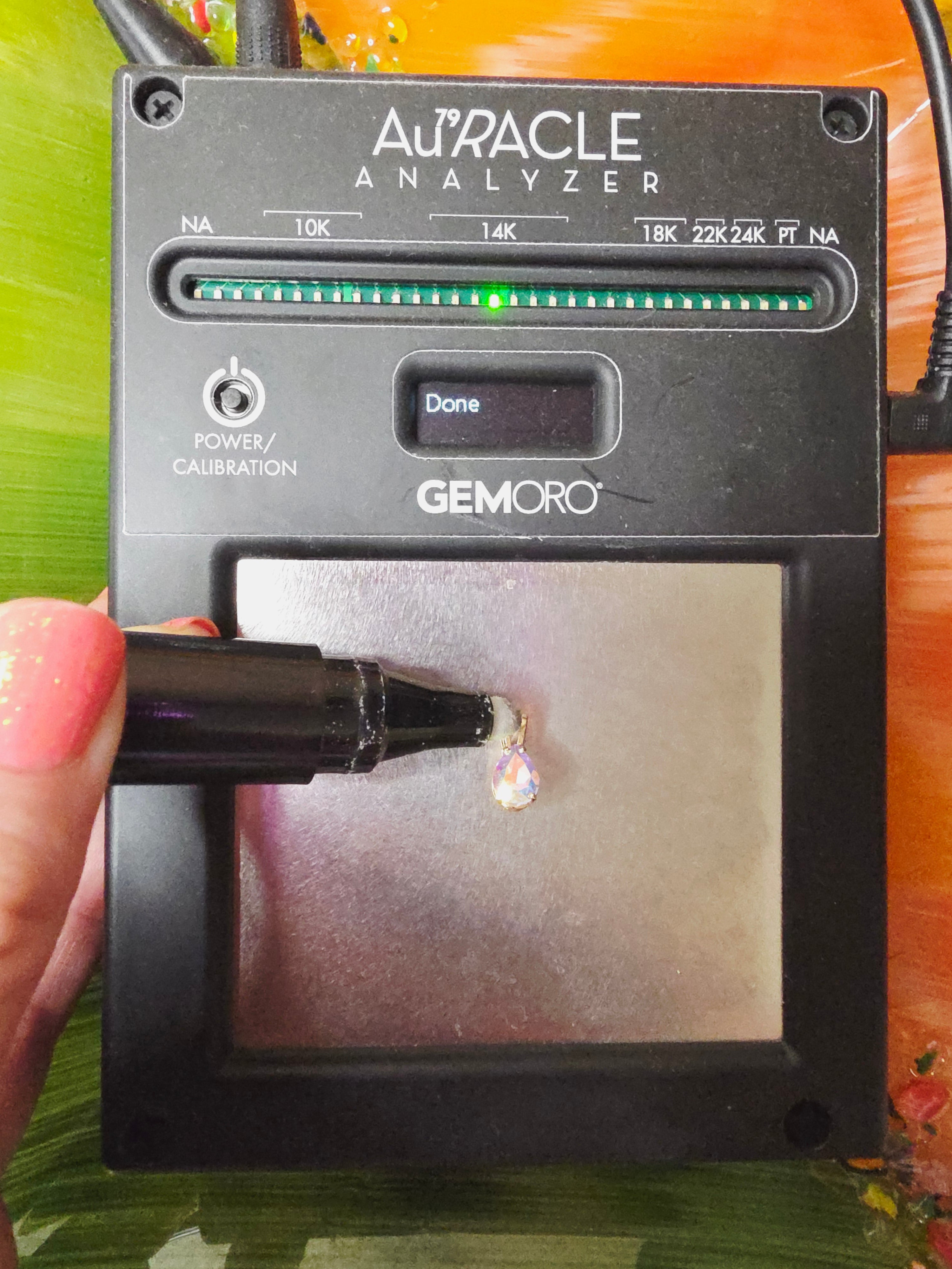 Solid 10K Yellow Gold Pendant with Pear Cut Rainbow Gemstone