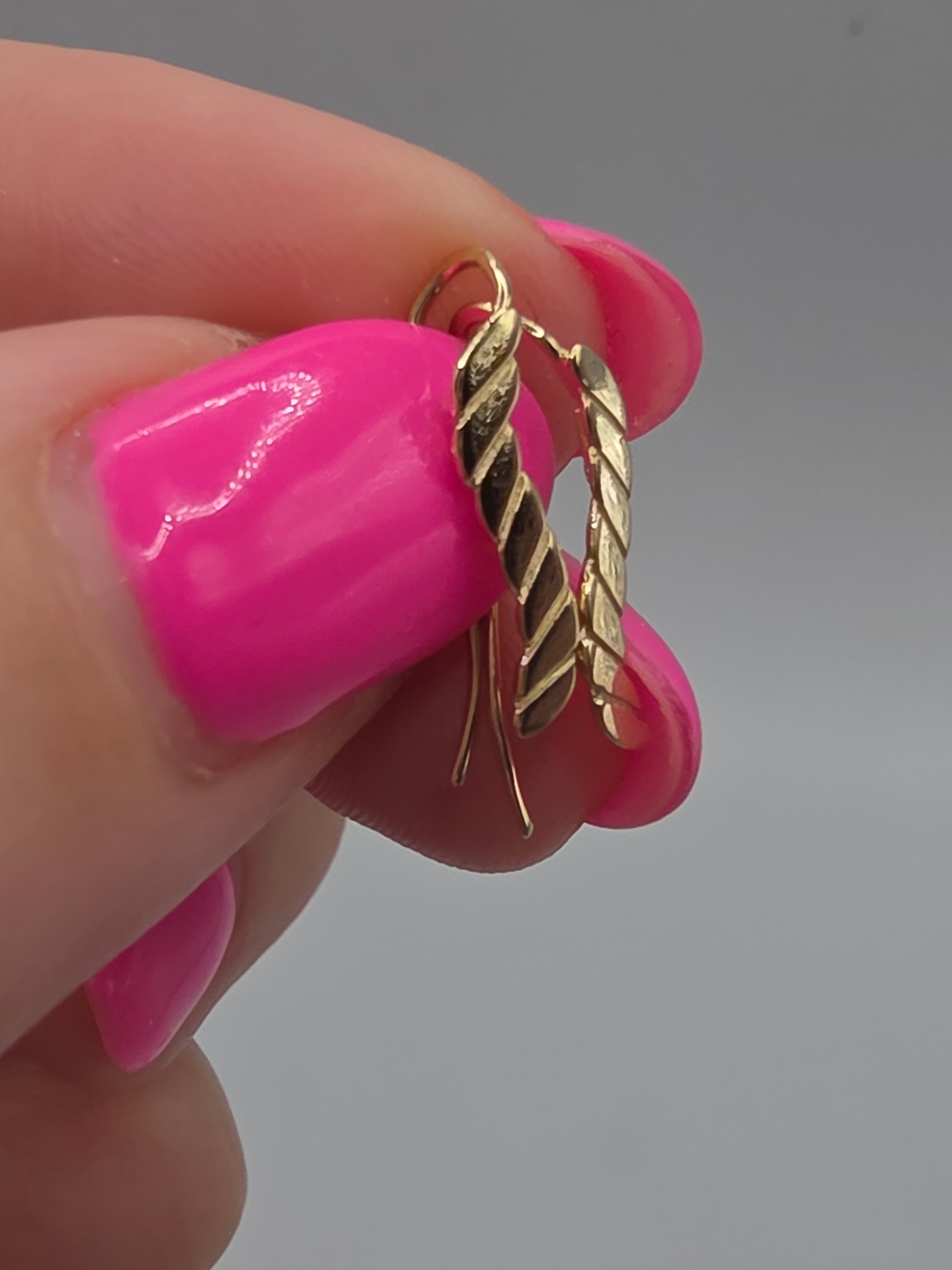 Solid 14K Yellow Gold Leaf Ear Climber Crawler Earrings Minimalist