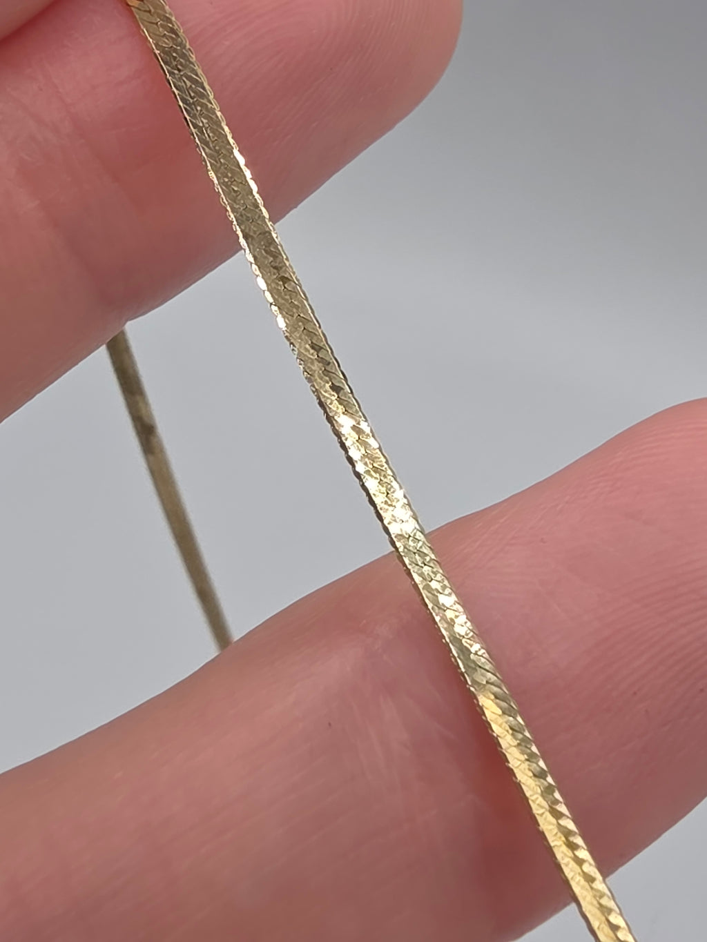 Solid 14K Yellow Gold Herringbone Chain Bracelet ITALY 7.25 Inch 2mm