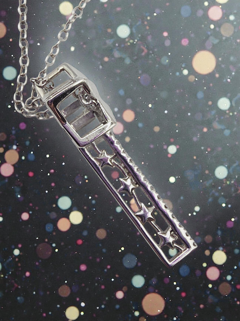 Disney Enchanted Sterling Silver Tinkerbell Wand Diamond Pendant Necklace 18"