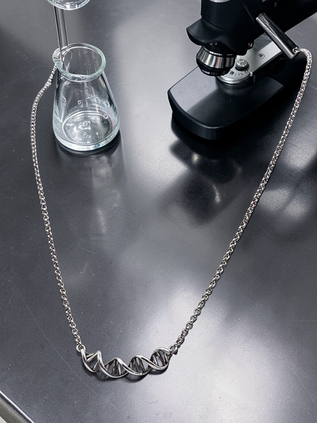 925 Sterling Silver DNA Science Life Pendant Necklace - Adjustable