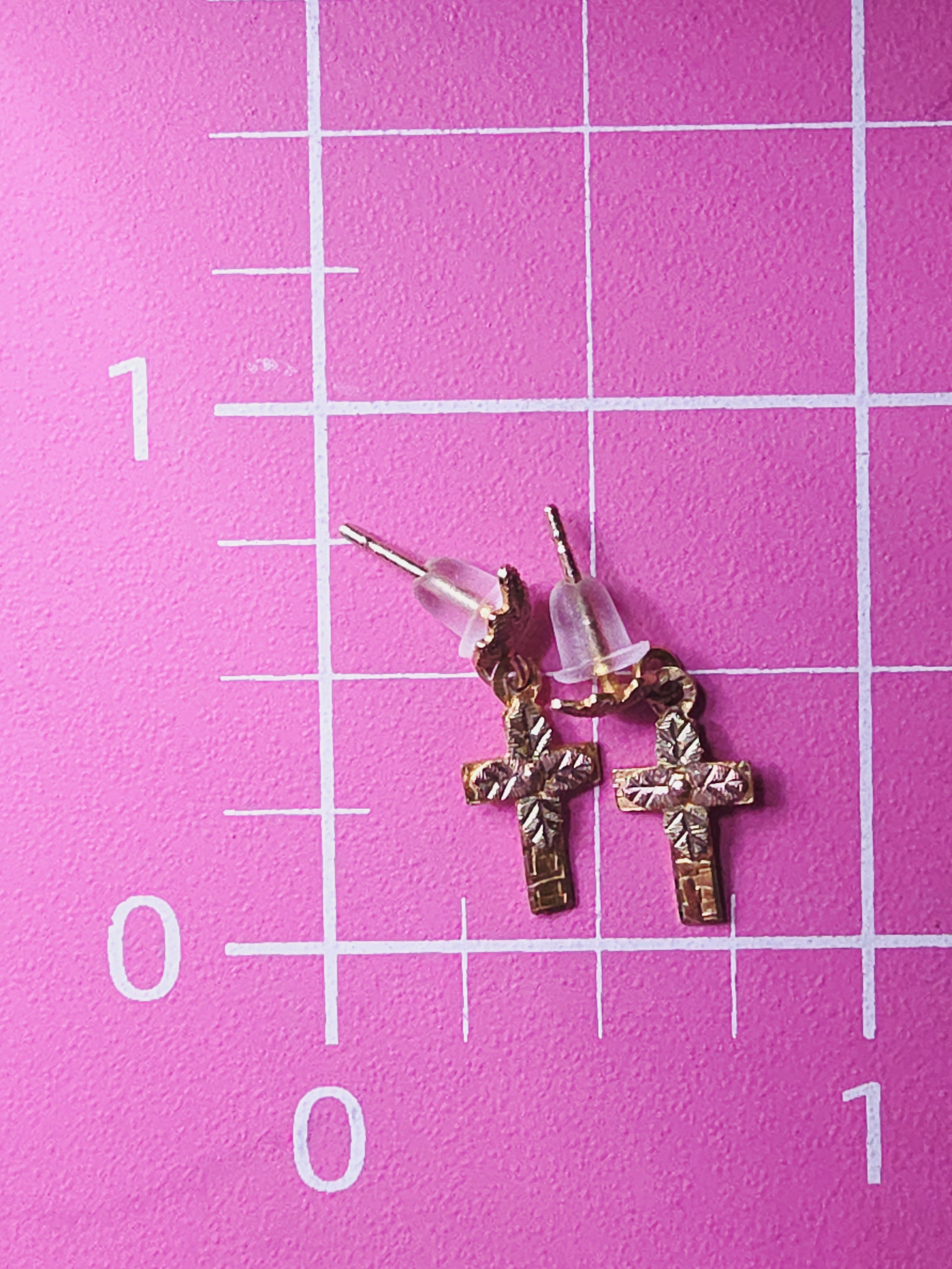 Black Hills Solid 10K Tri-Color Gold Floral Earrings - Rubber Backs