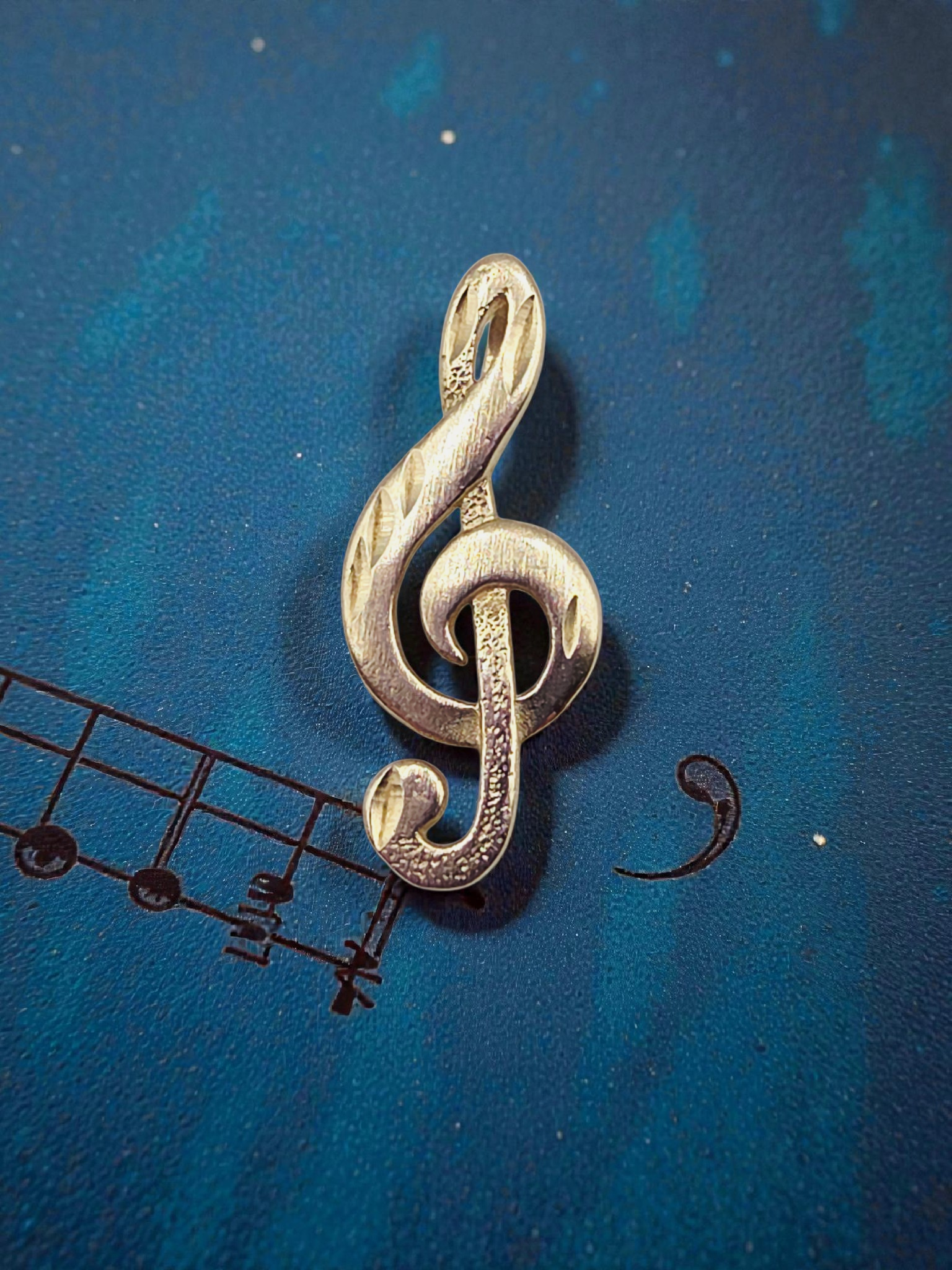 Michael Anthony Solid 14K Yellow Gold Treble Clef Necklace Music Pendant