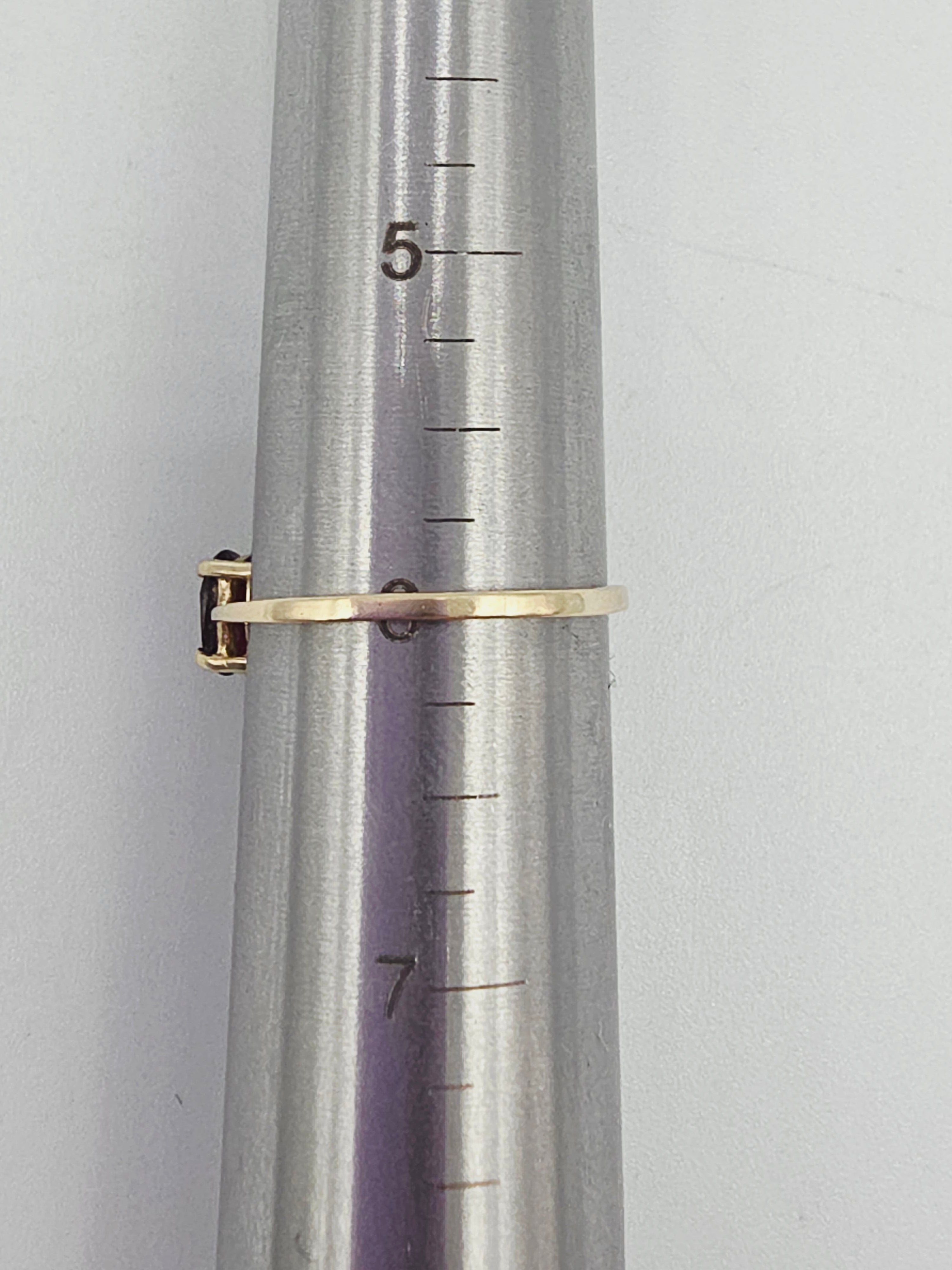 Solid 10K Yellow Gold Ring with Oval-Cut Ruby - Size 6