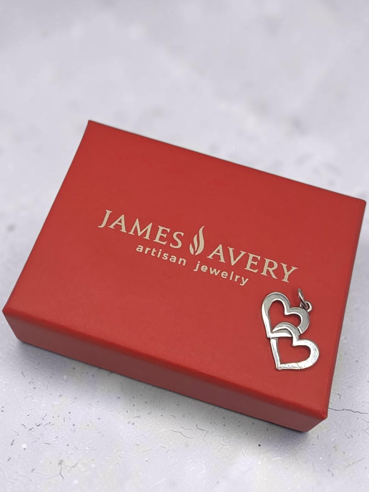 Retired James Avery 925 Sterling Silver Double Open Cupid Hearts Charm Pendant