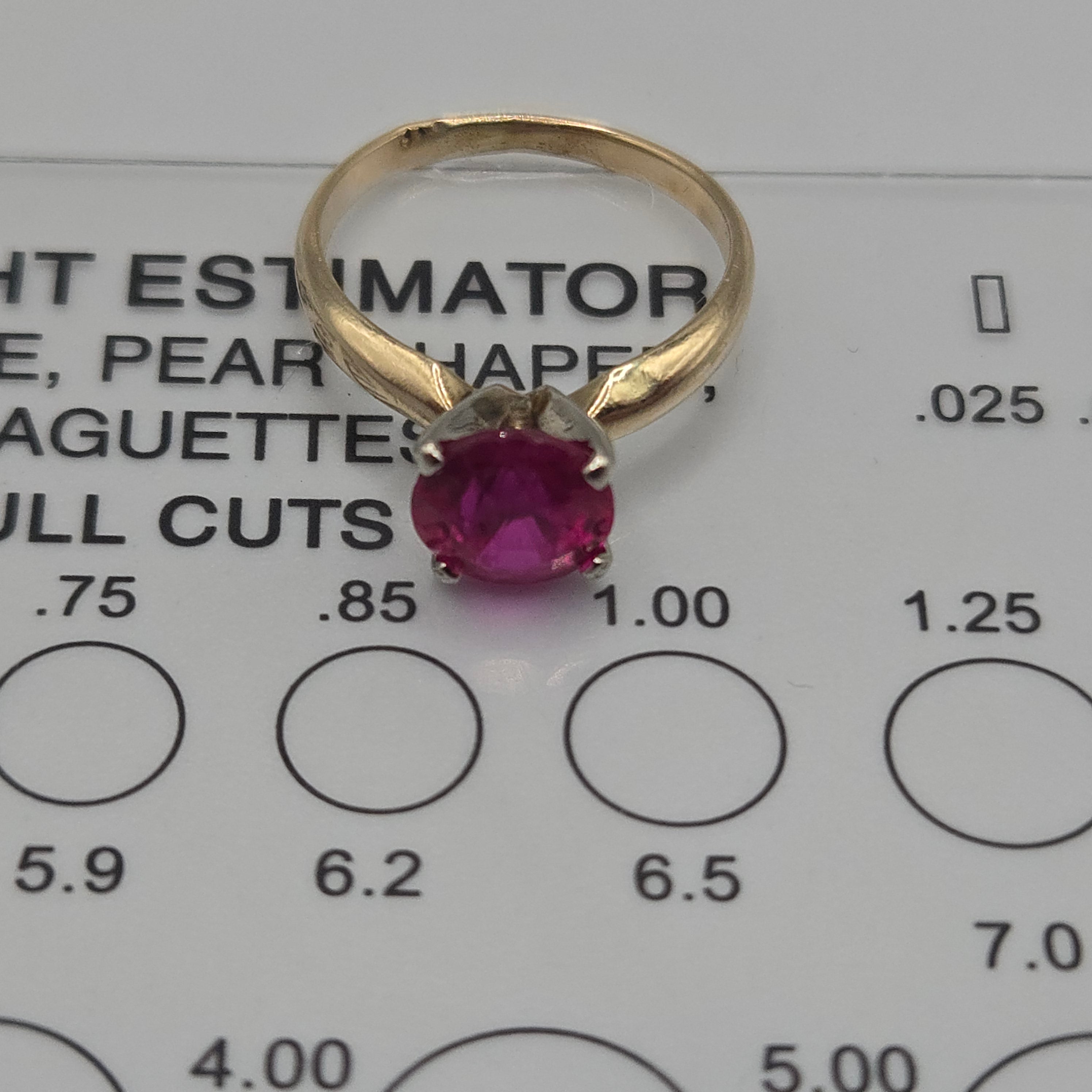 Solid 14K Yellow Gold Ring with Ruby – Size 2