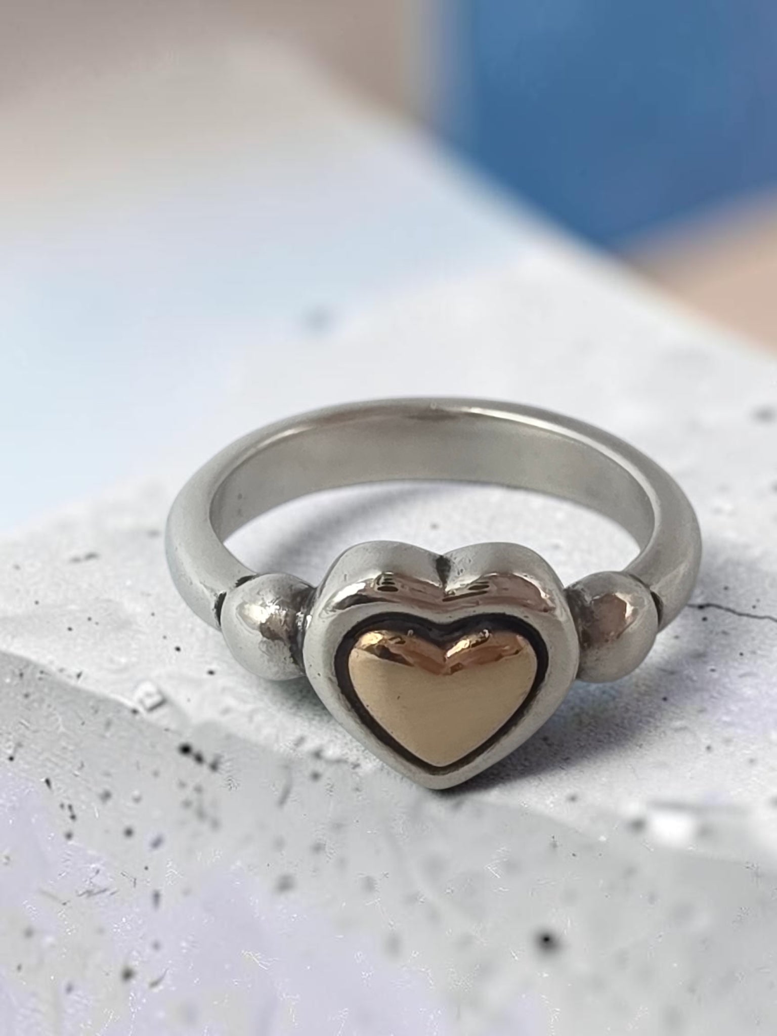 RETIRED James Avery True Love 14K Gold Heart Sterling Silver Ring - Size 6