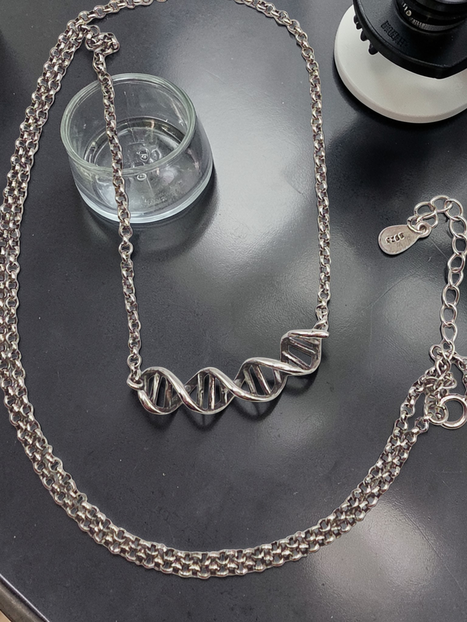 925 Sterling Silver DNA Science Life Pendant Necklace - Adjustable