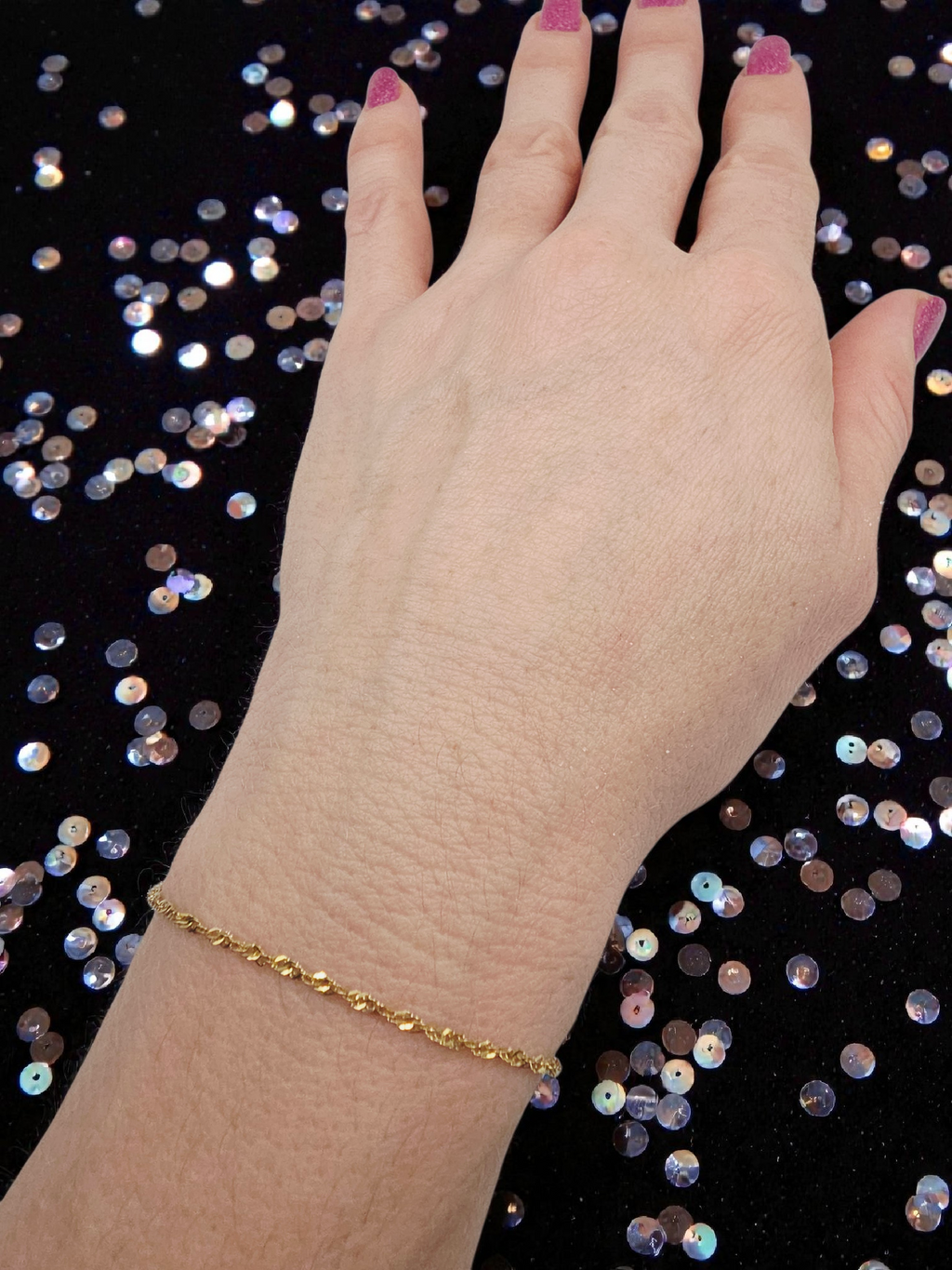 Solid 14K Yellow Gold Twist Curb Chain Ankle Bracelet - 9 Inch (Long)