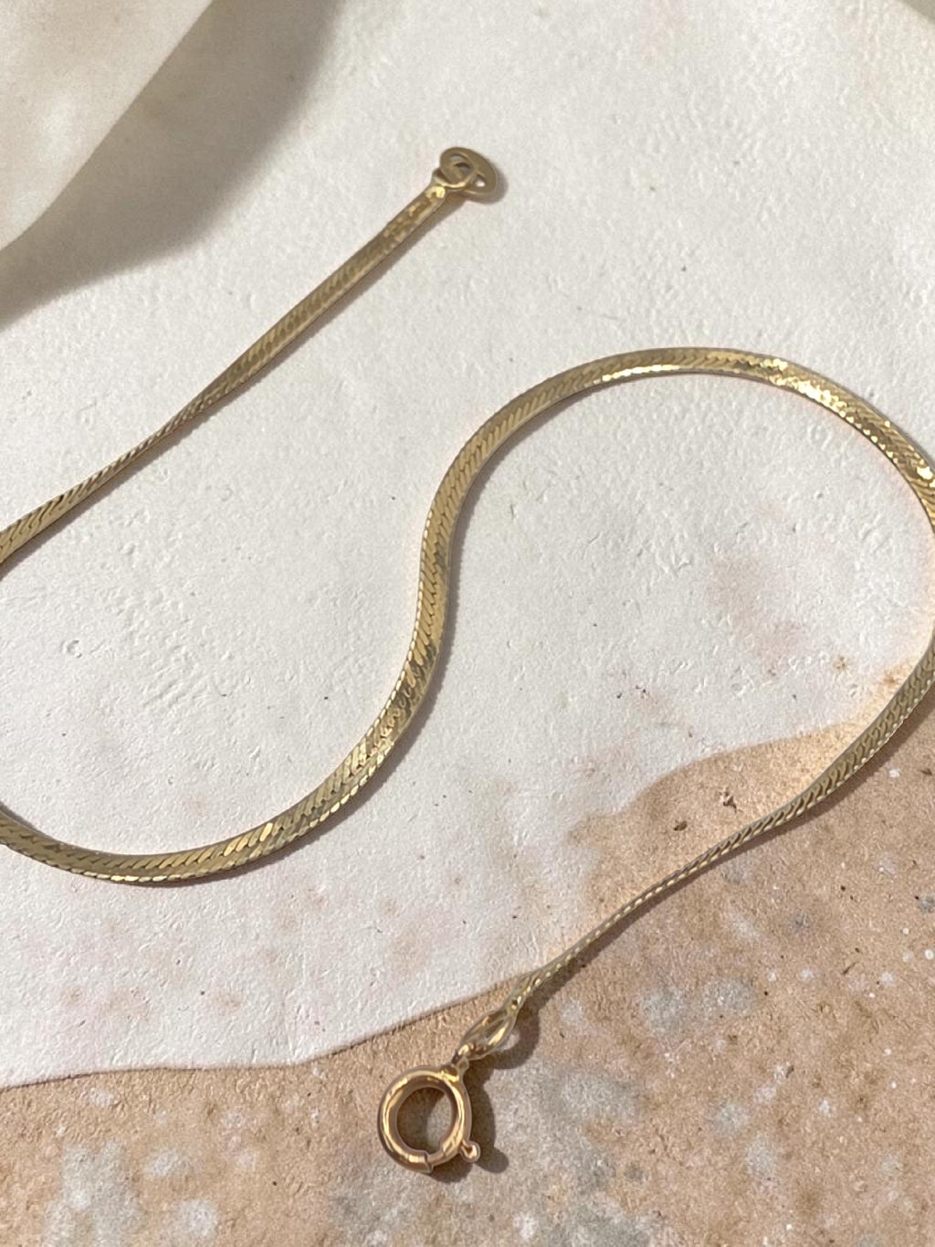 Solid 14K Yellow Gold Herringbone Chain Bracelet ITALY 7.25 Inch 2mm