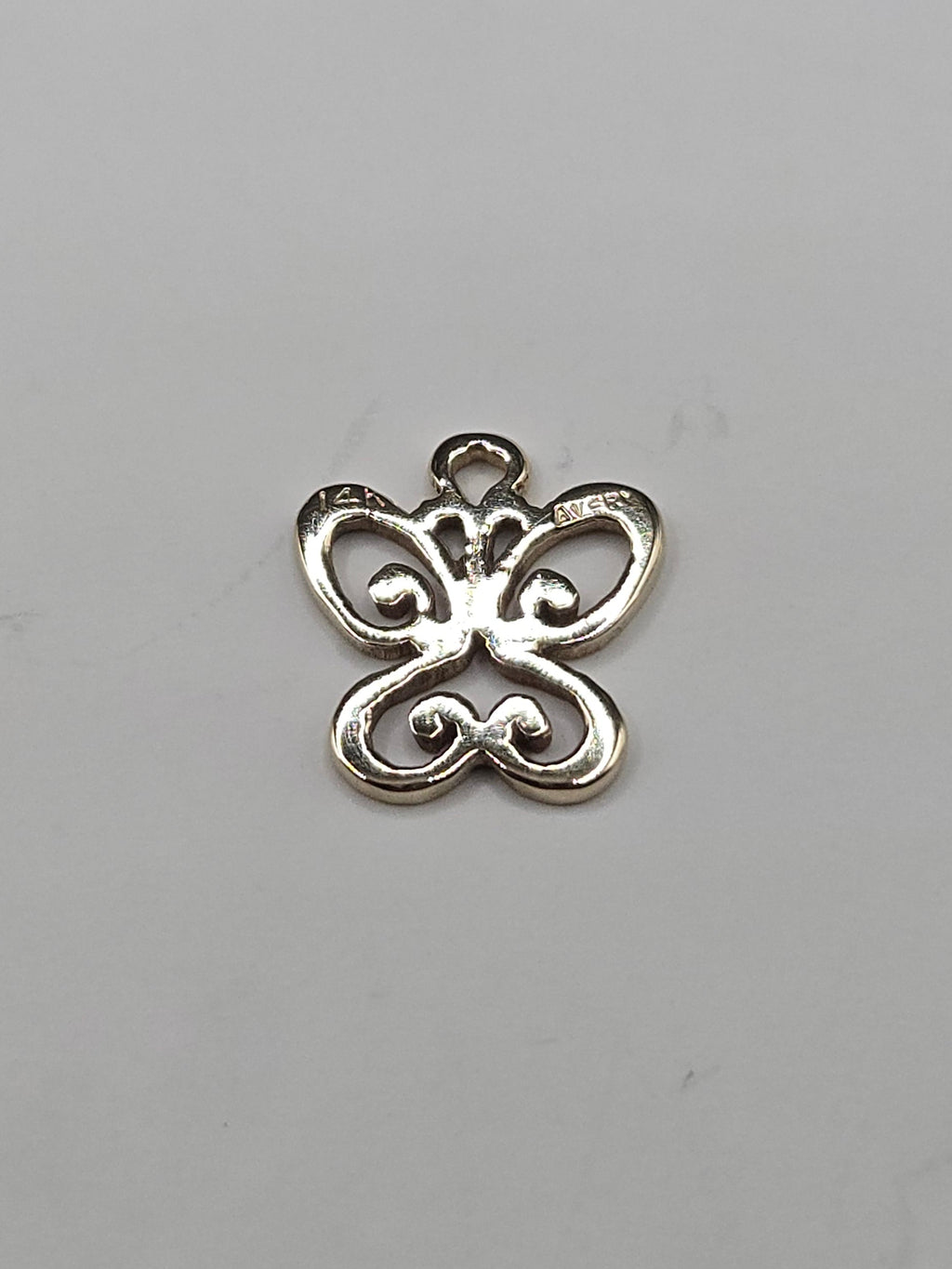 James Avery Solid 14K Yellow Gold Open Scroll Spring Butterfly Charm Pendant