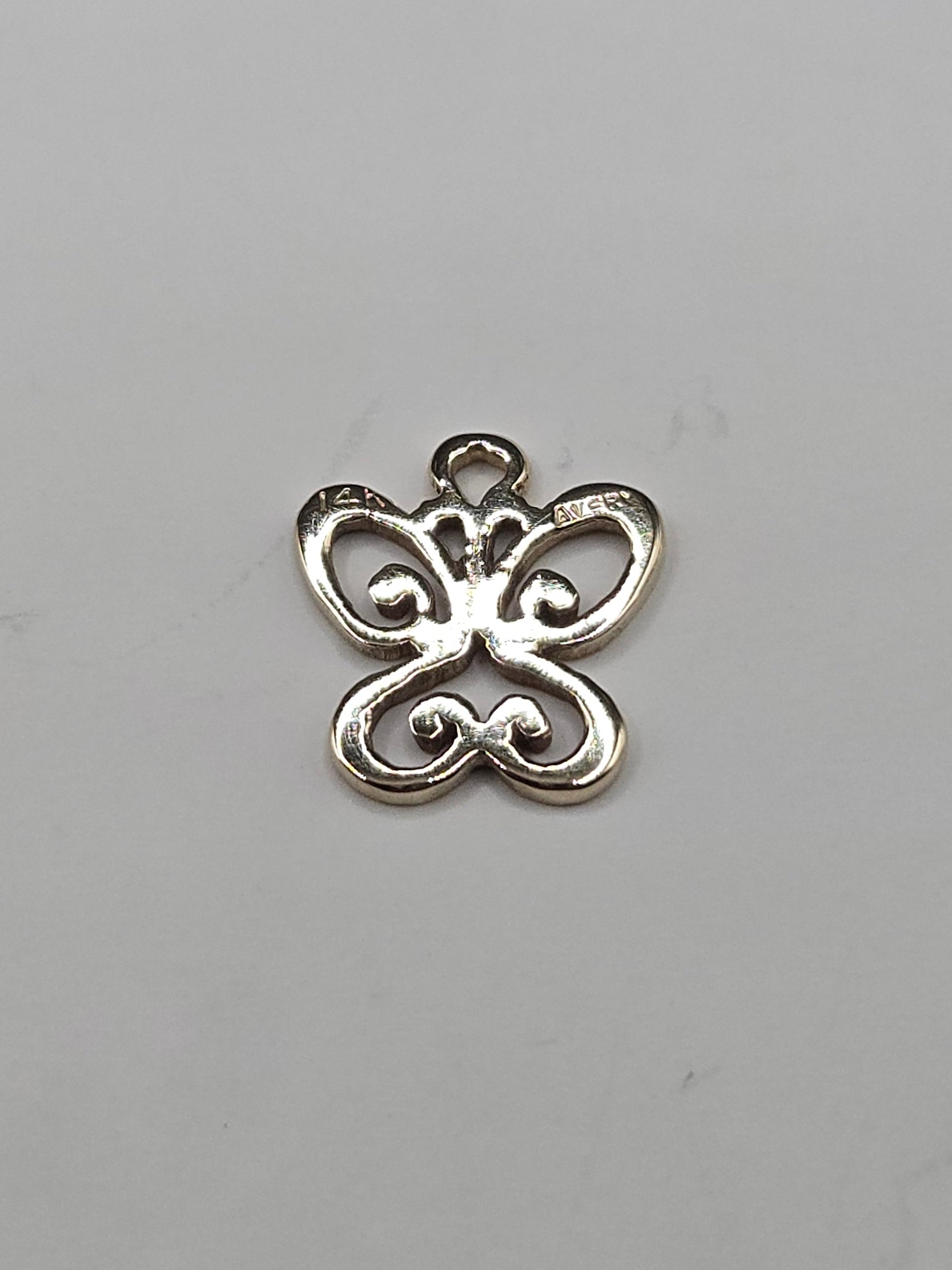 James Avery Solid 14K Yellow Gold Open Scroll Spring Butterfly Charm Pendant