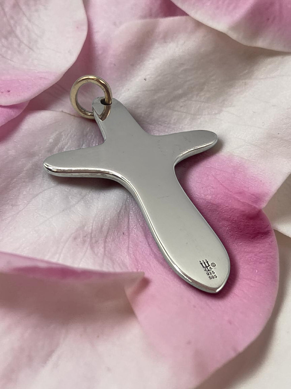 RETIRED James Avery Light of the World Cross Pendant with 14K Gold Heart & Bail