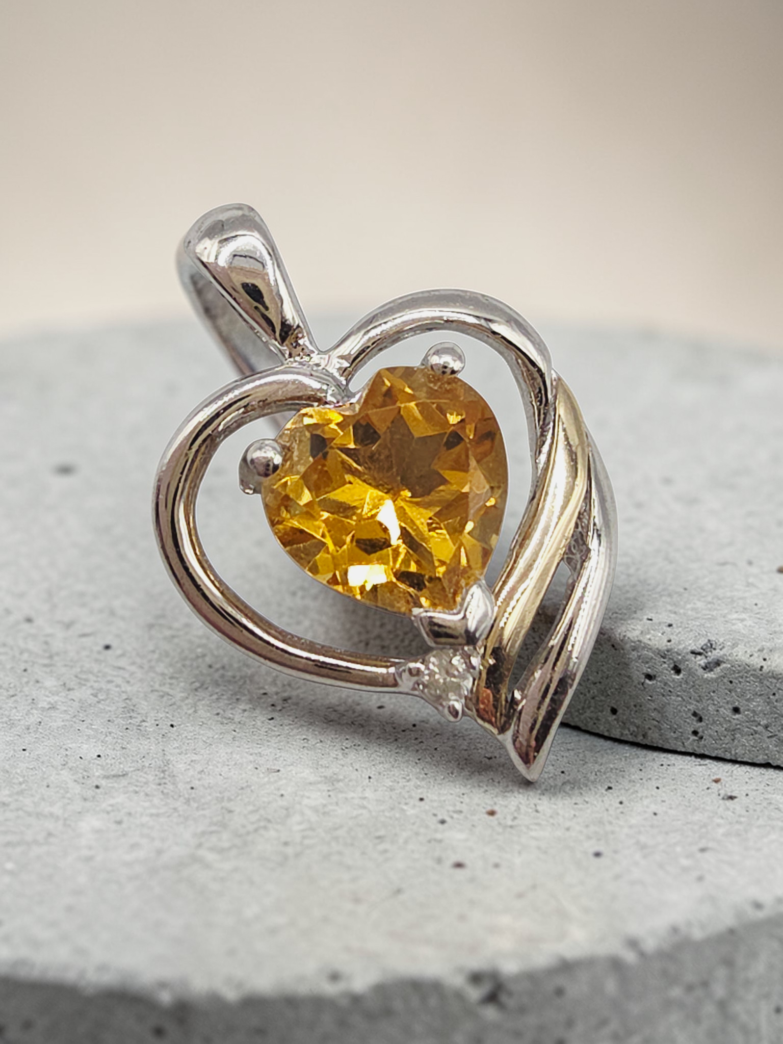 Alwand Vahan Sterling Silver & 14K Gold Citrine Heart Pendant - Diamond Accent