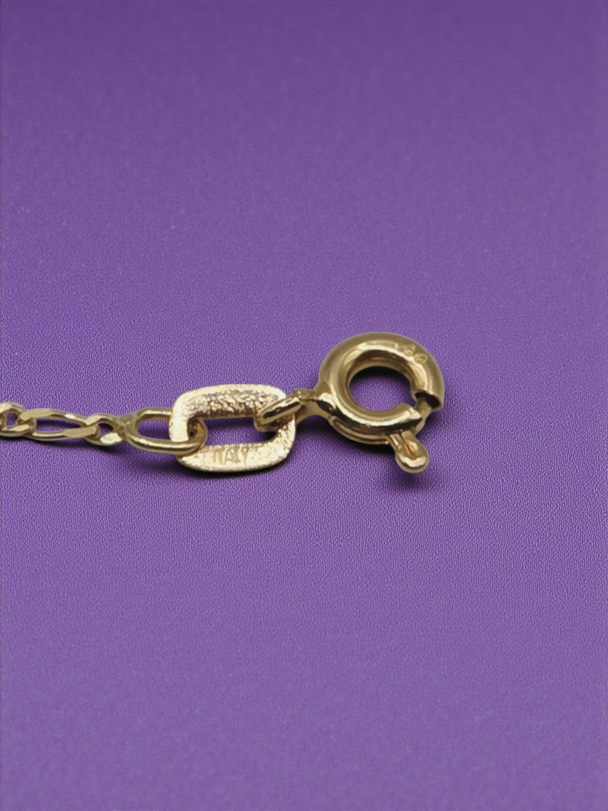 Solid 18K Yellow Gold Figaro Link Bracelet 7.25 Inches