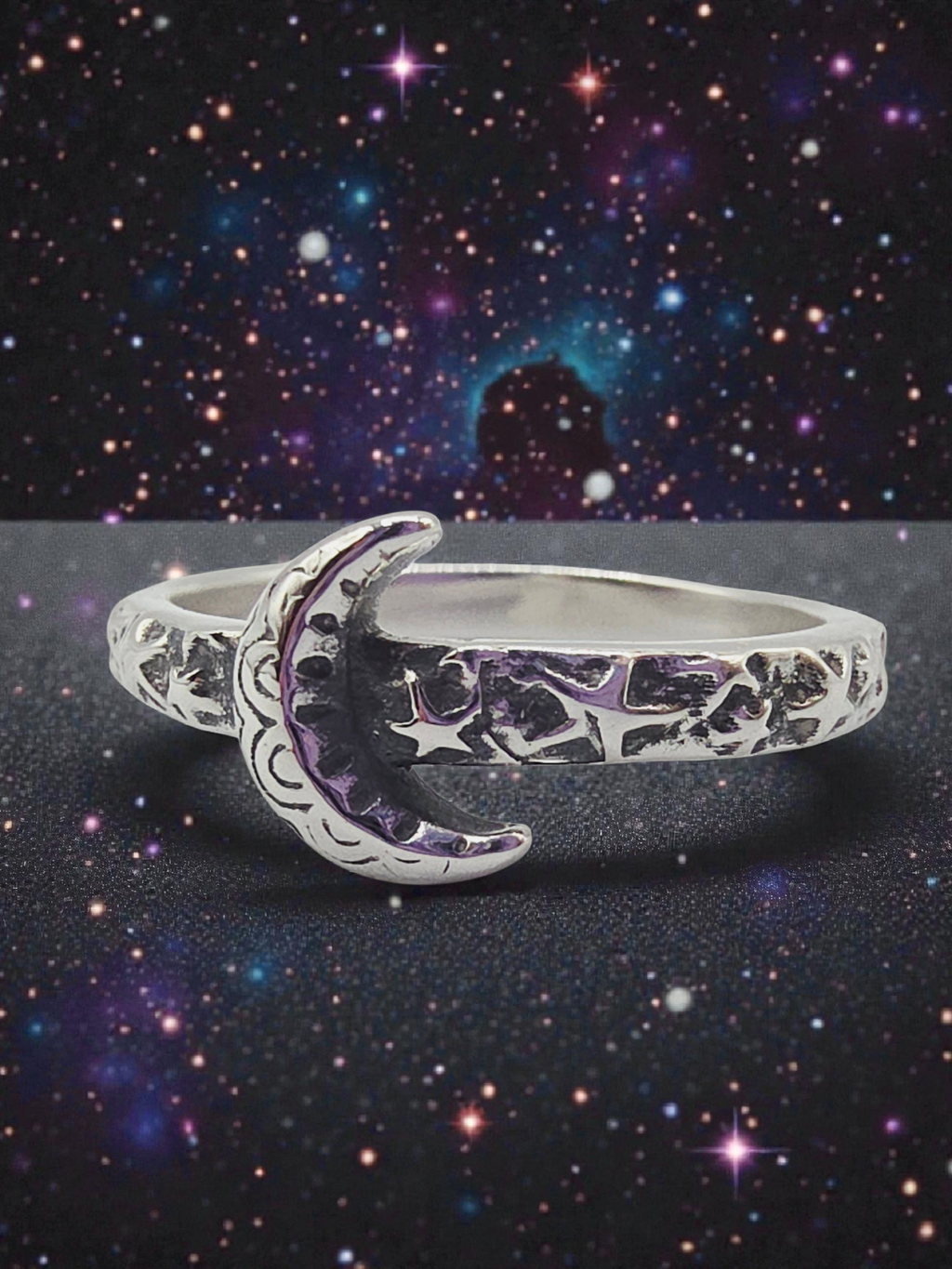 James Avery Starry Night 925 Sterling Silver Moon Ring – Size 7.5