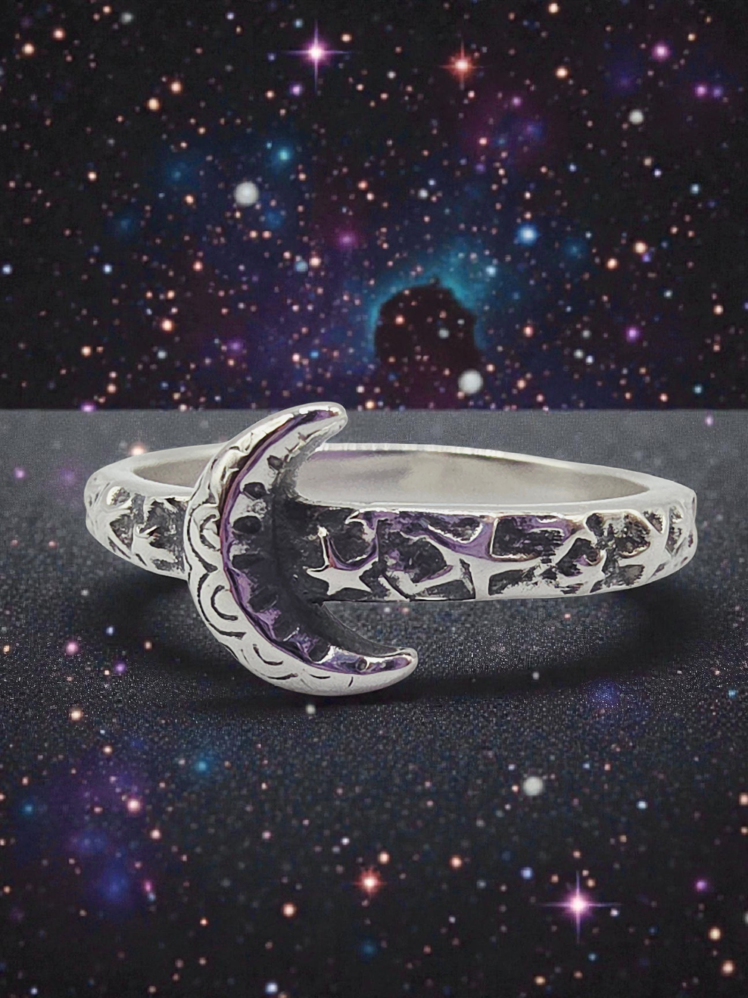 James Avery Starry Night 925 Sterling Silver Moon Ring – Size 7.5