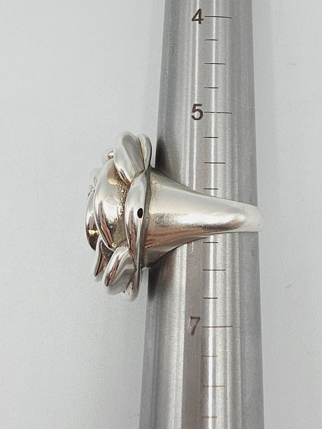 Sterling Silver Rose Flower Statement Ring Botanical Floral – Size 6