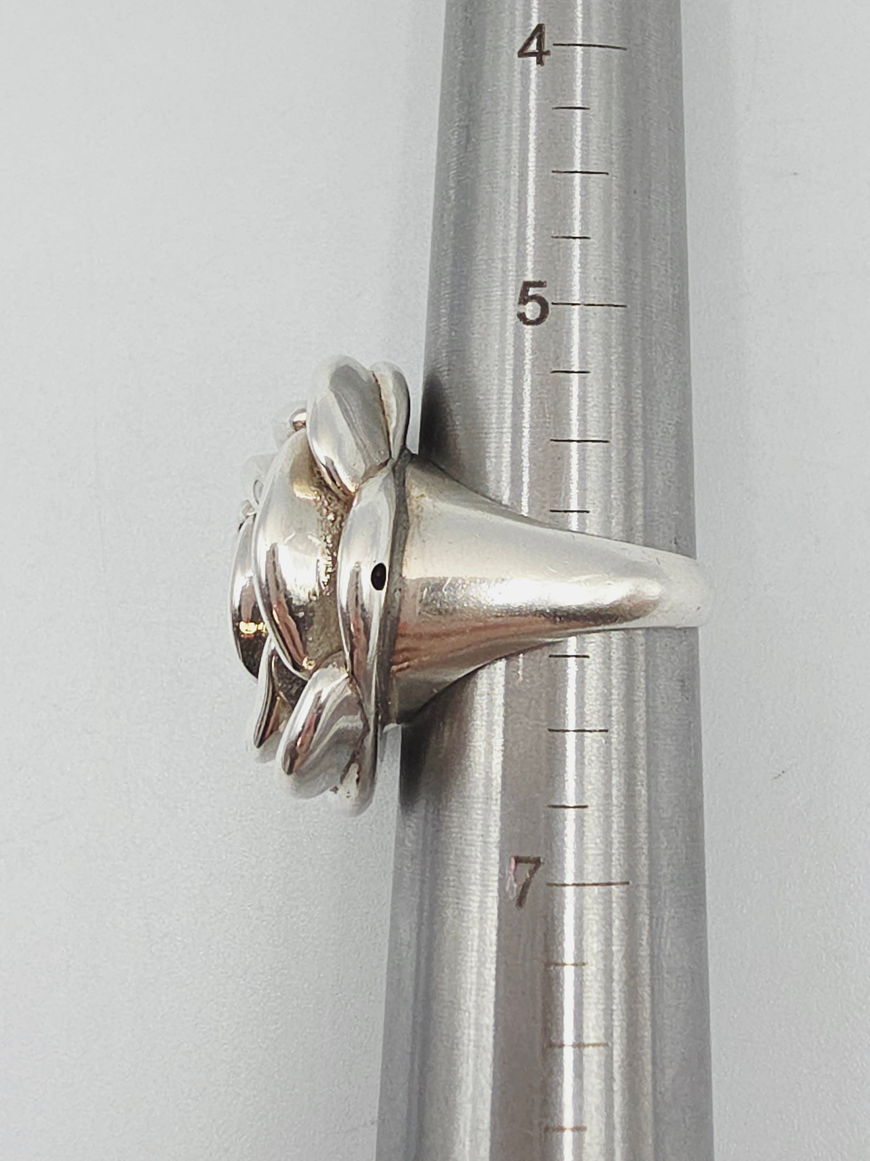 Sterling Silver Rose Flower Statement Ring Botanical Floral – Size 6