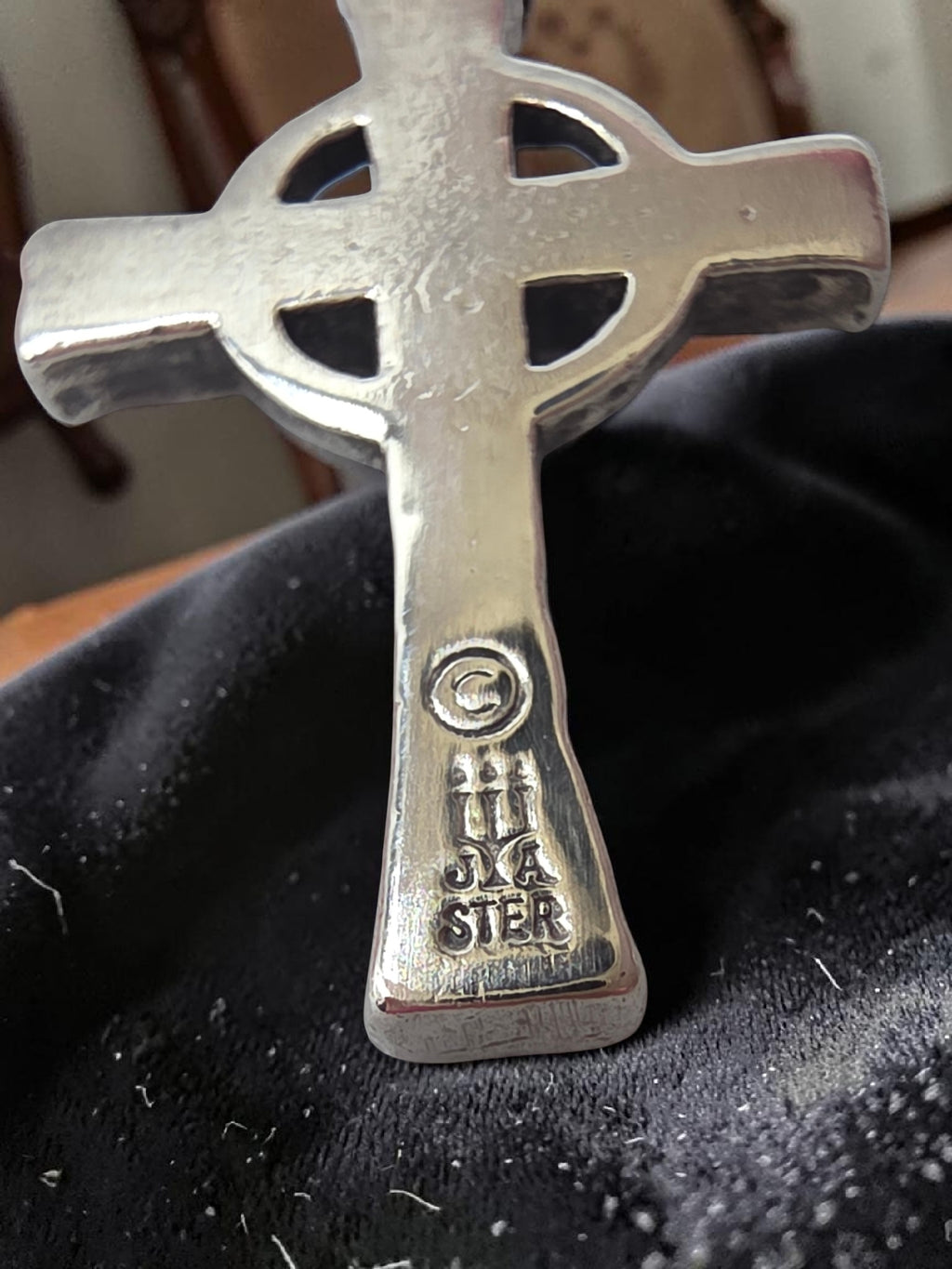RETIRED James Avery Sterling Silver Hammered Celtic Cross Textured Charm Pendant