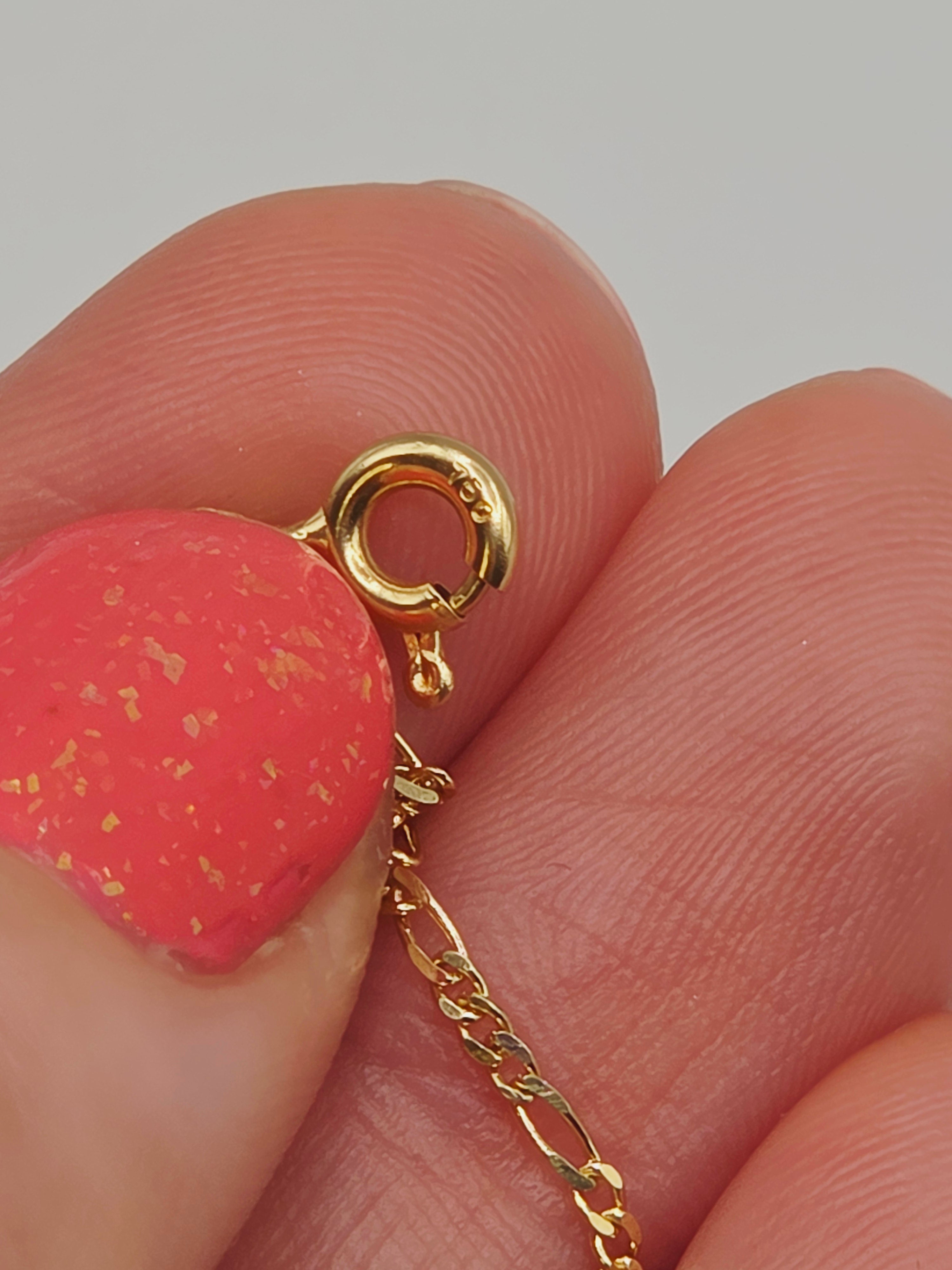 Solid 18K Yellow Gold Figaro Link Bracelet 7.25 Inches