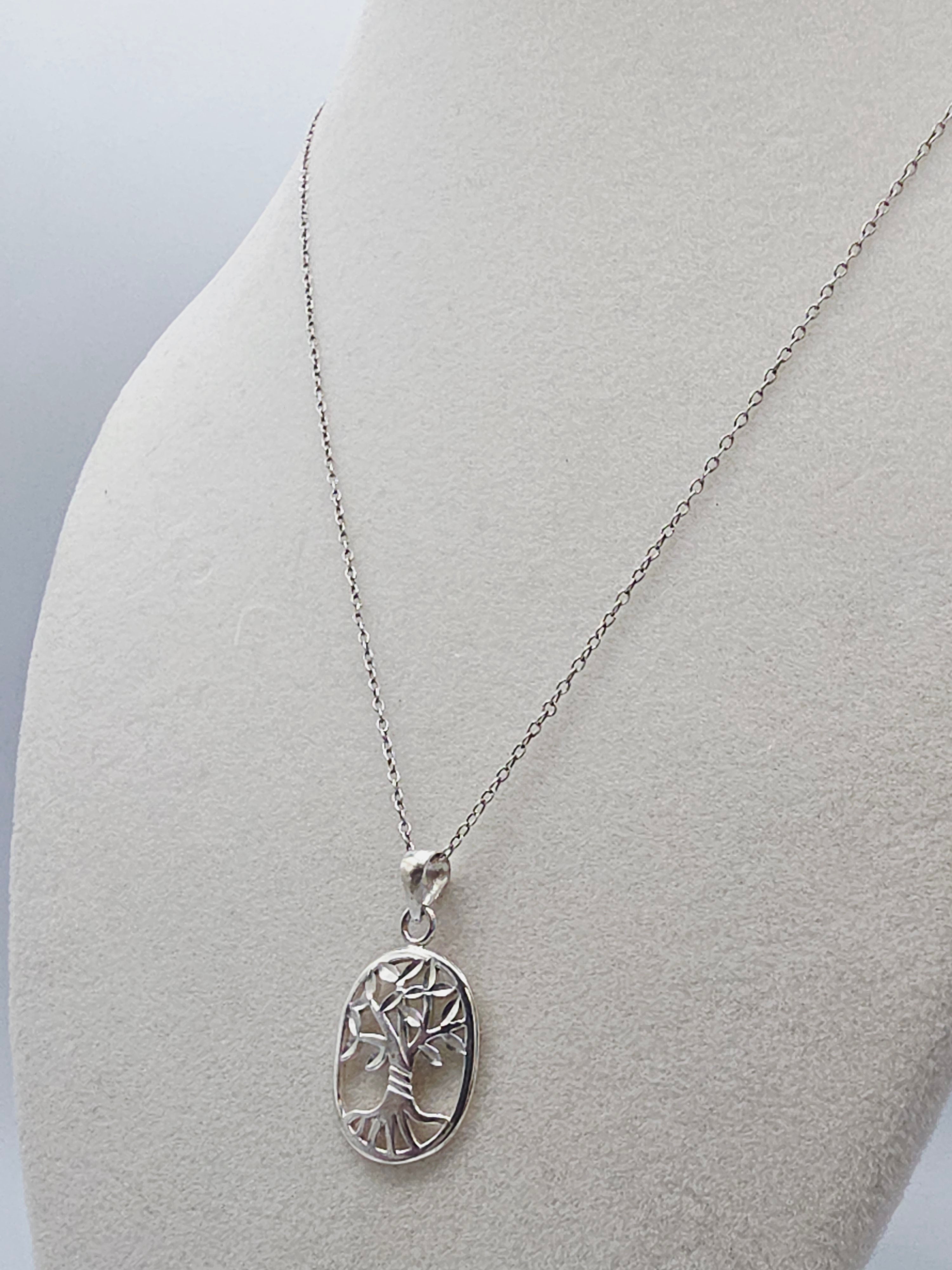 Solid 925 Sterling Silver Tree of Life Pendant Necklace – 18 Inch