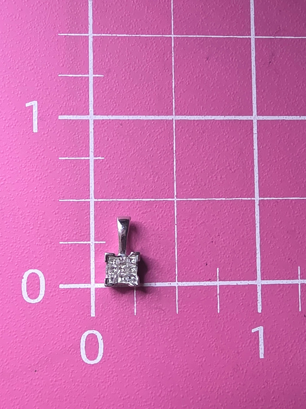 Solid 14K White Gold Nine Diamond Square Cluster Pendant WGD World Gold Diamond