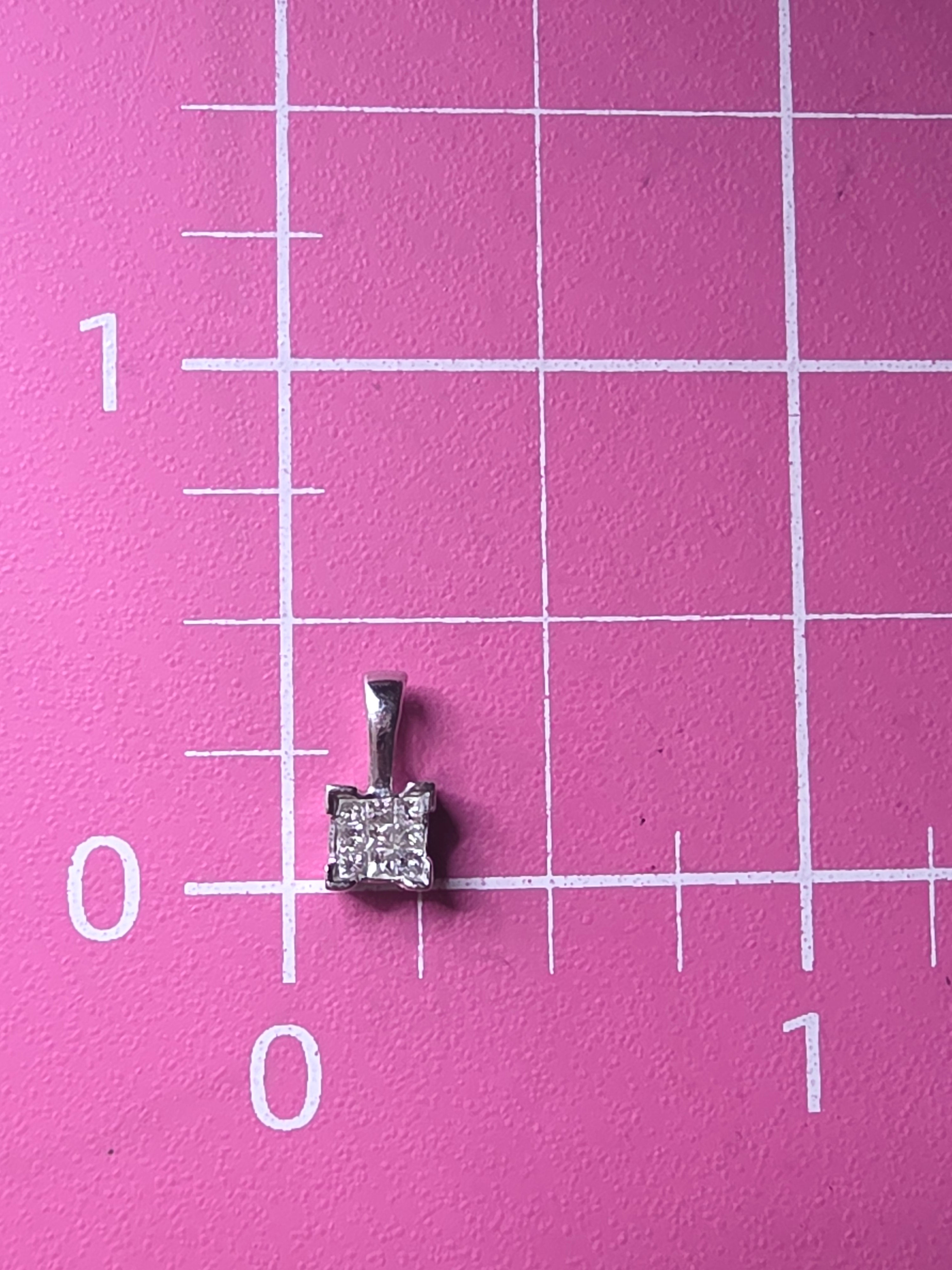 Solid 14K White Gold Nine Diamond Square Cluster Pendant WGD World Gold Diamond