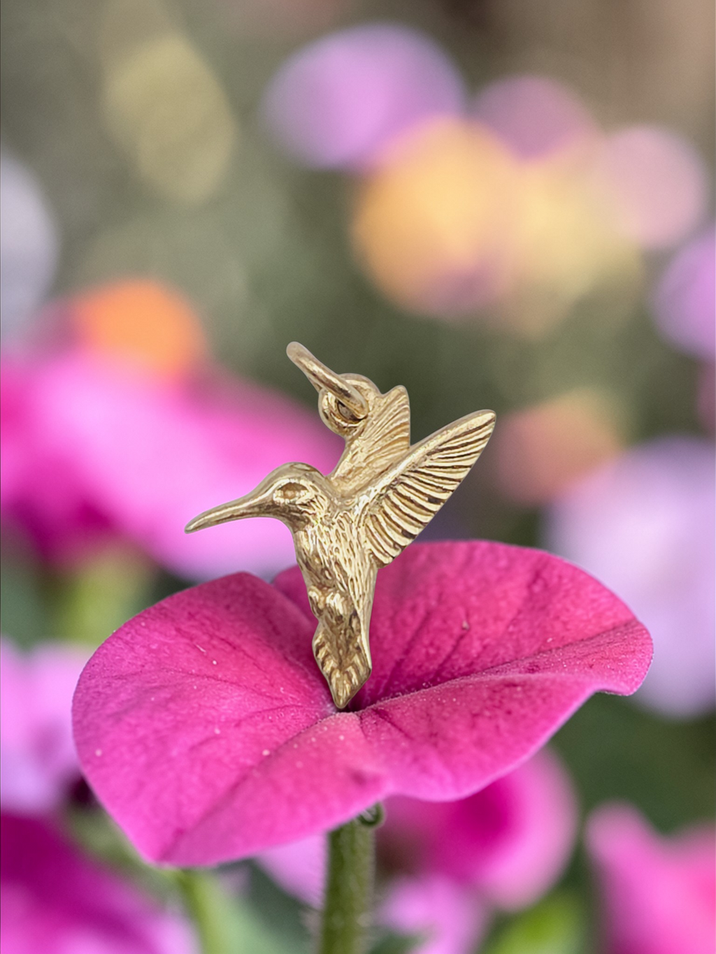 James Avery Solid 14K Yellow Gold Hummingbird Bird Charm Pendant