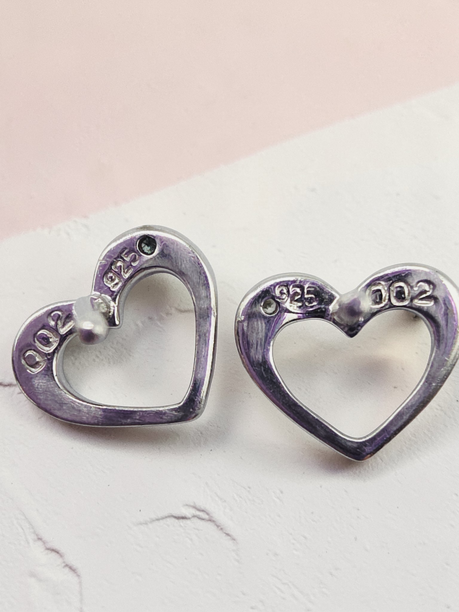 925 Sterling Silver Heart Stud Earring with Melee Diamond Accents