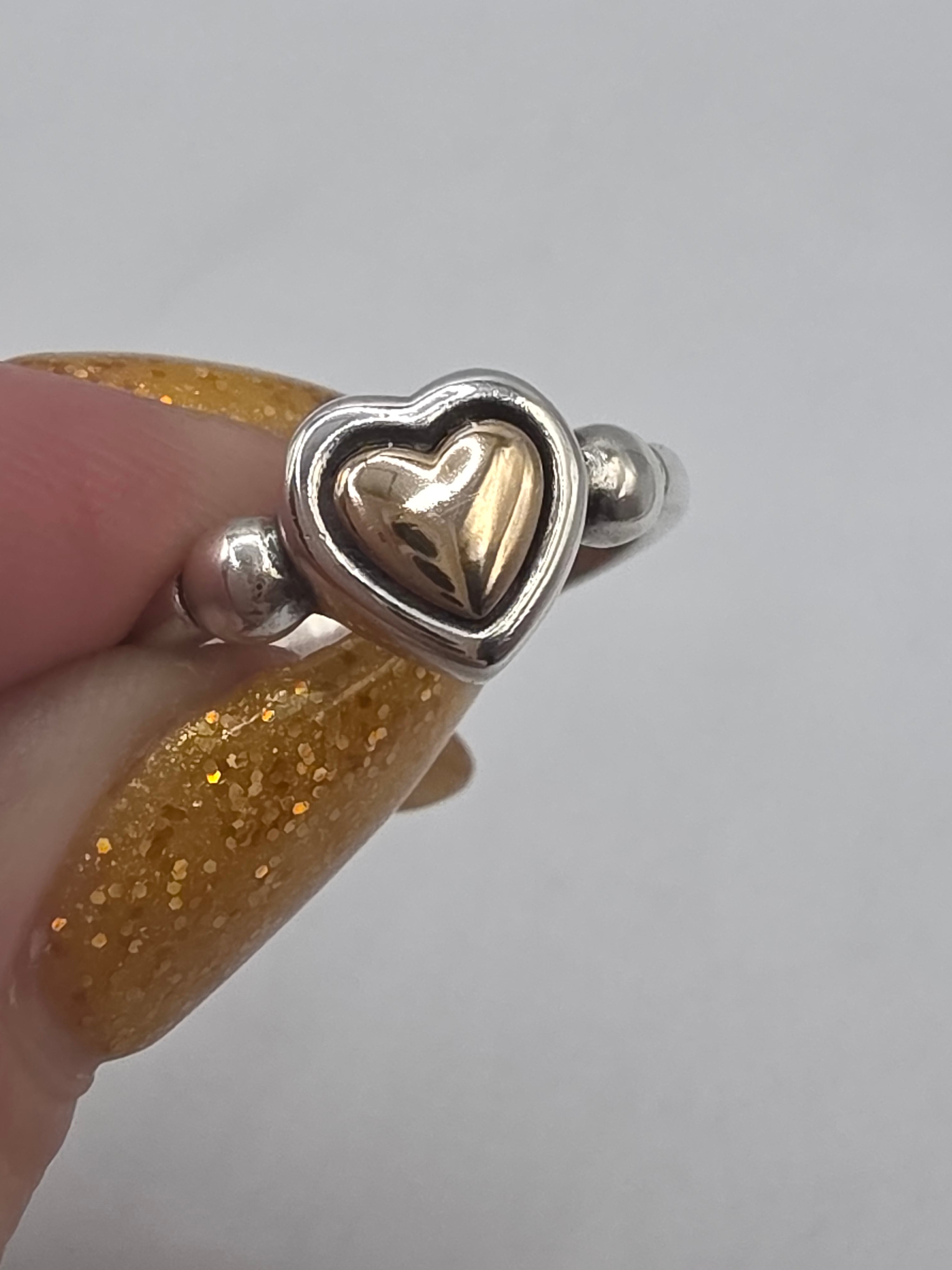 RETIRED James Avery True Love 14K Gold Heart Sterling Silver Ring - Size 6