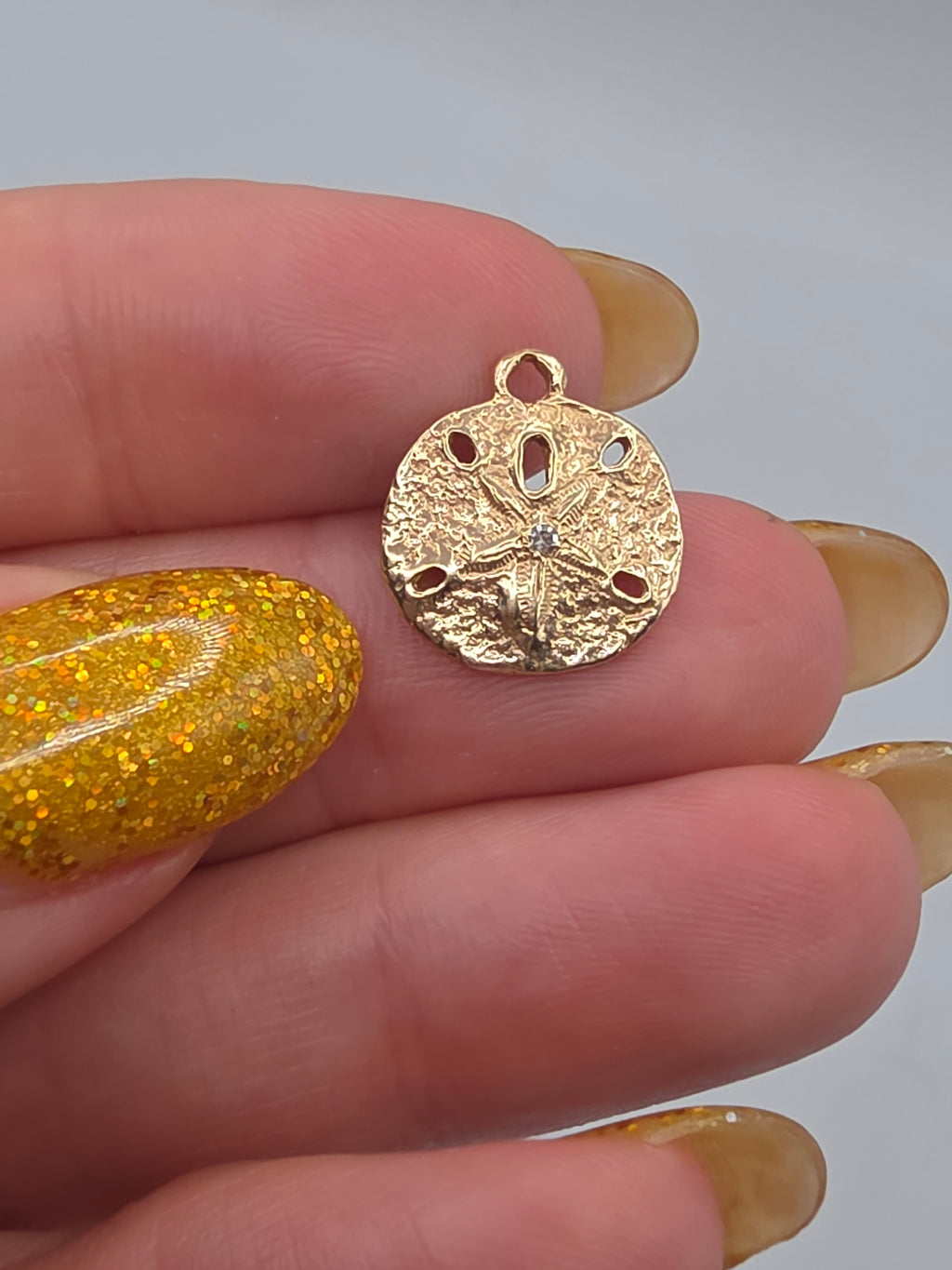 James Avery Solid 14K Gold Sand Dollar Charm Custom Diamond Accent One of a Kind