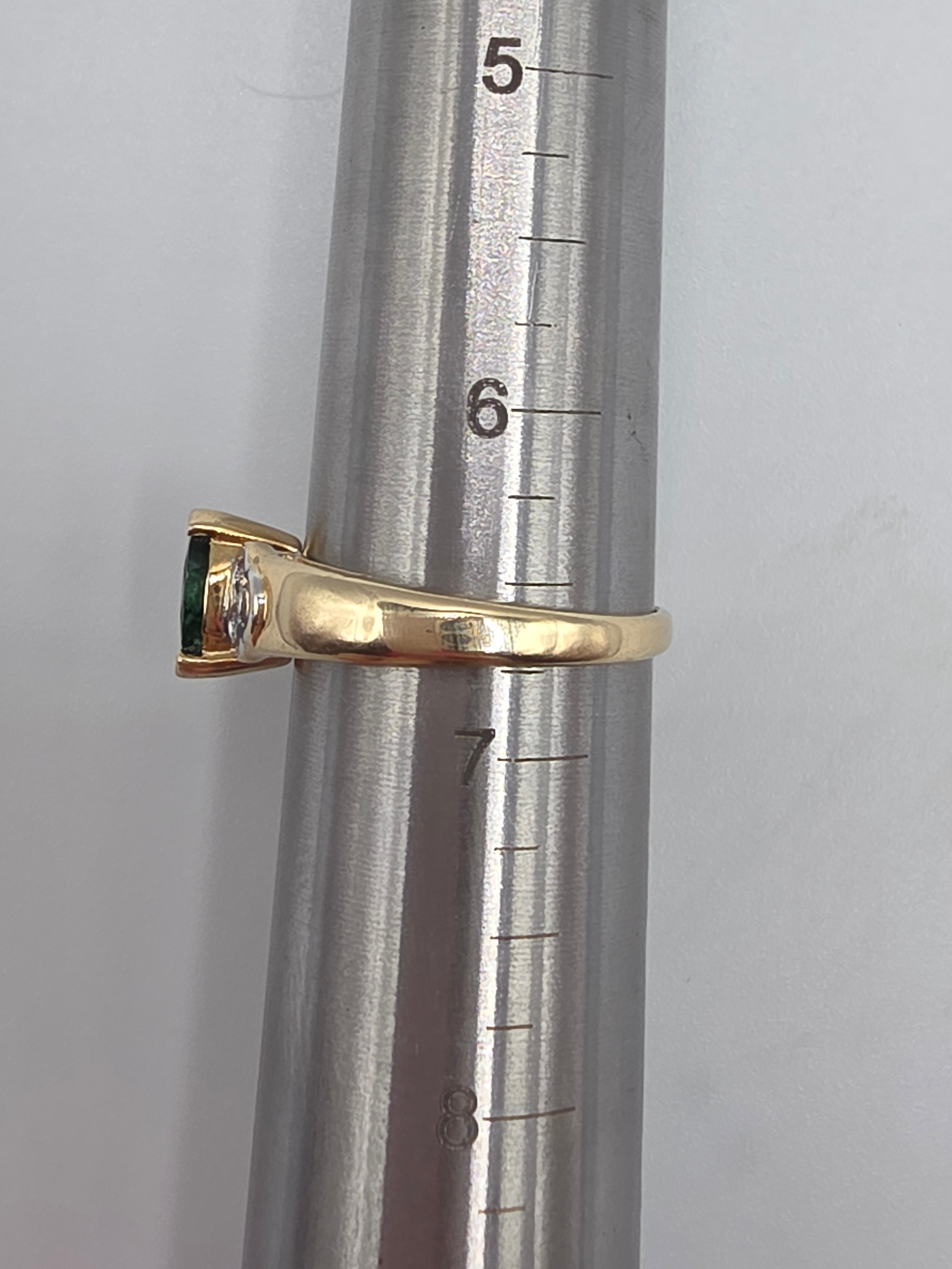 Vintage Black Hills Gold CCO Solid 14K Marquise Emerald Diamond Ring Size 6.75