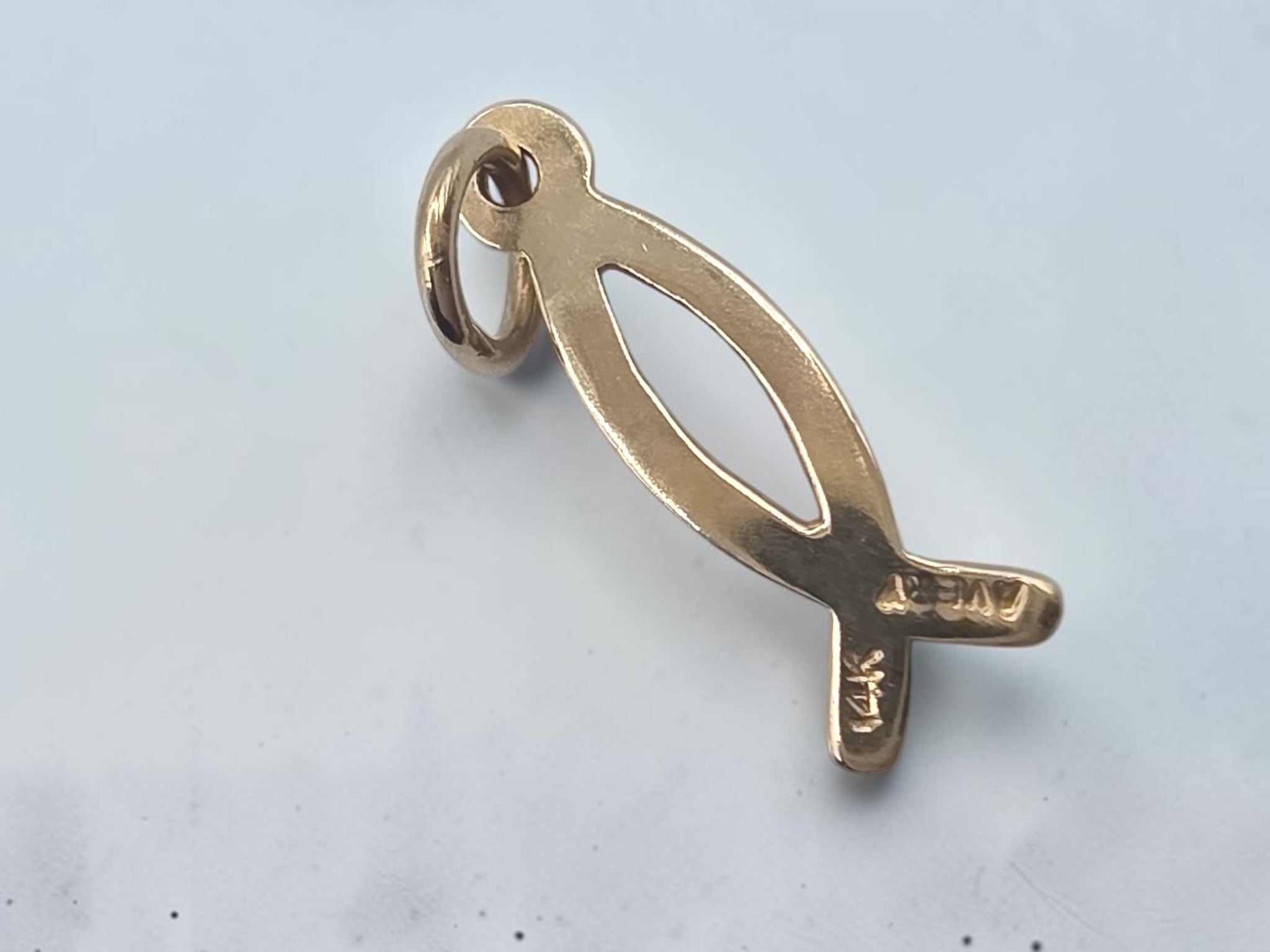 RETIRED James Avery Solid 14K Gold Ichthus Fish Charm Pendant - Uncut with Box