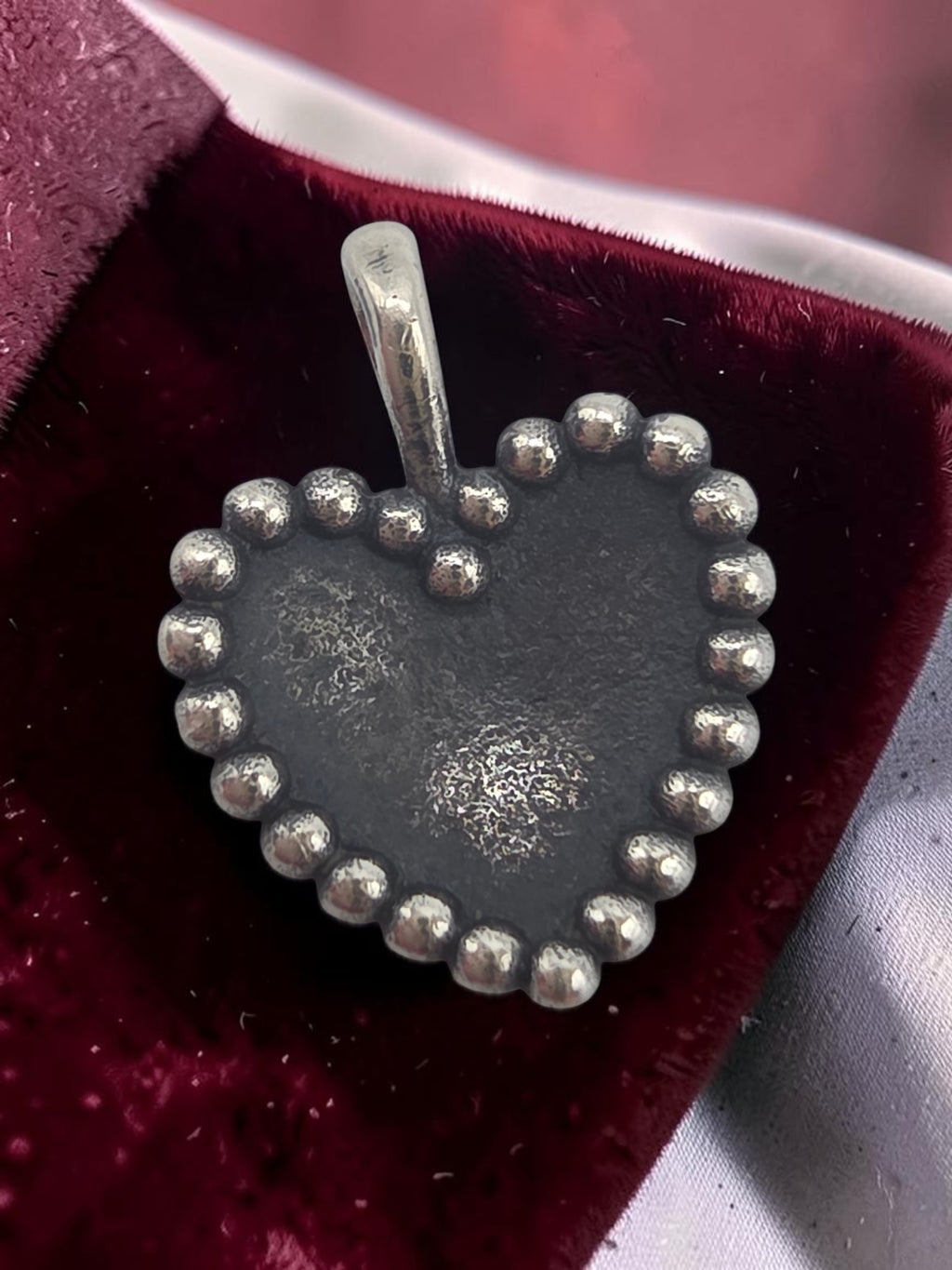 RETIRED James Avery 925 Sterling Silver Beaded Heart Pendant