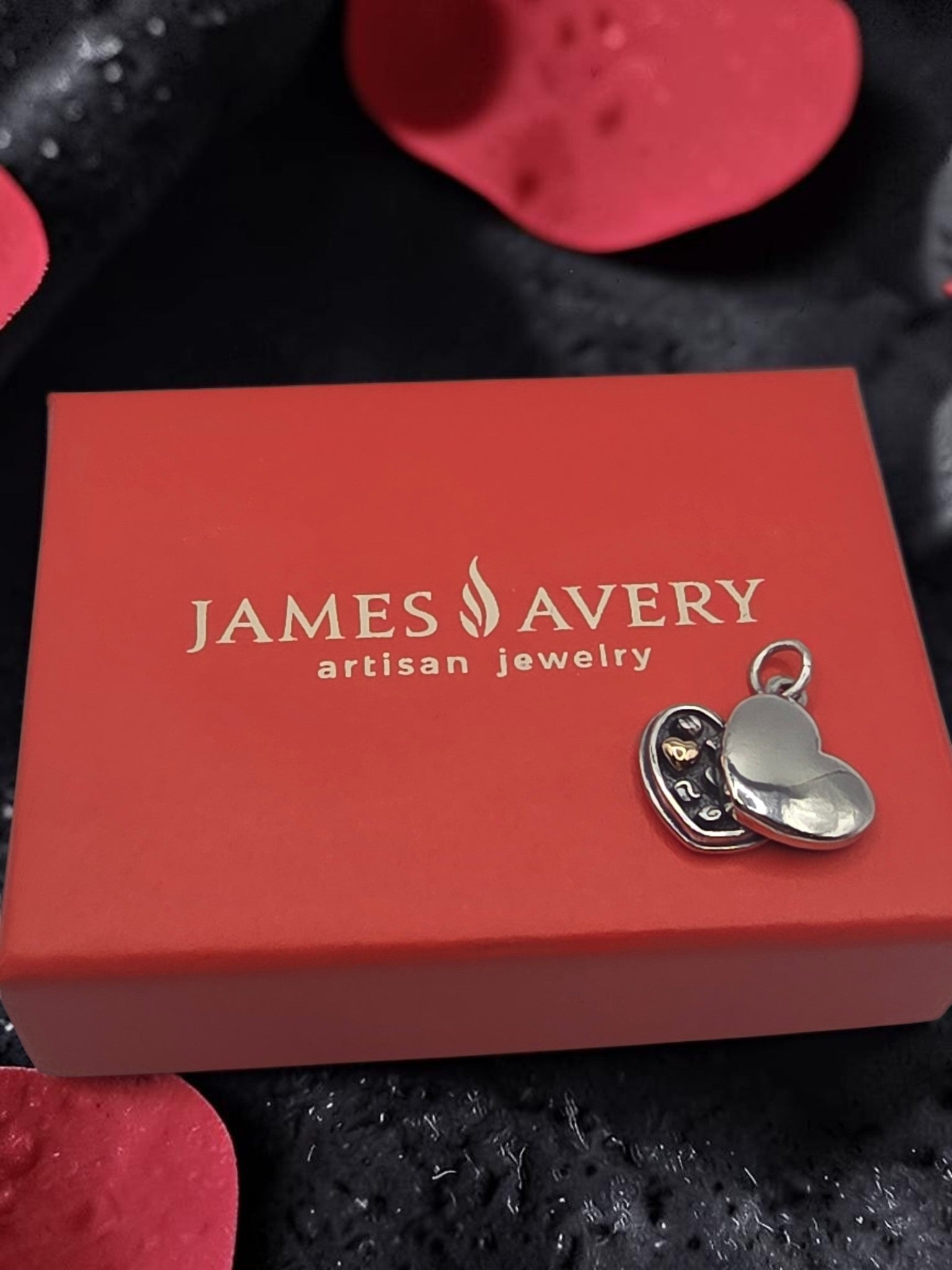 Retired James Avery Sterling Silver & 14K Box of Chocolates Heart Charm Pendant