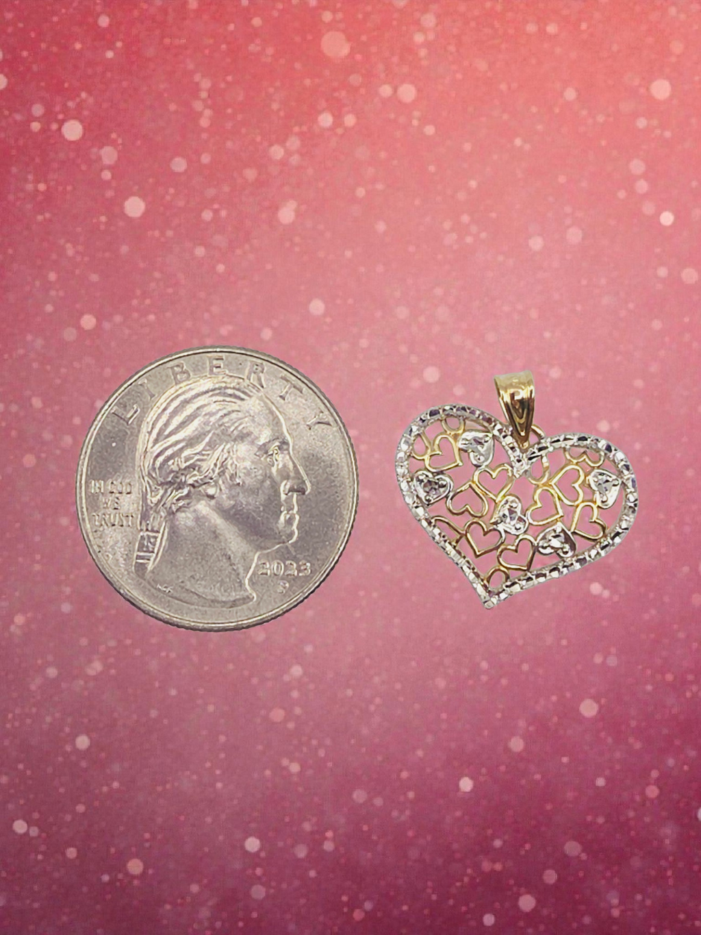 Michael Anthony Solid 14K Two-Tone Gold Filigree Heart Necklace Pendant