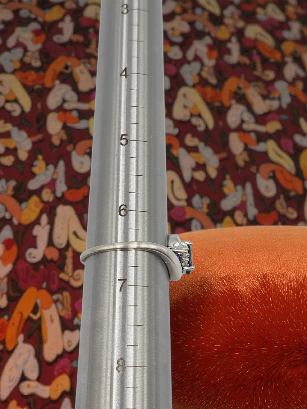 RJW Solid 10K White Gold Ring with Blue Sapphire & White Topaz - Size 6.5