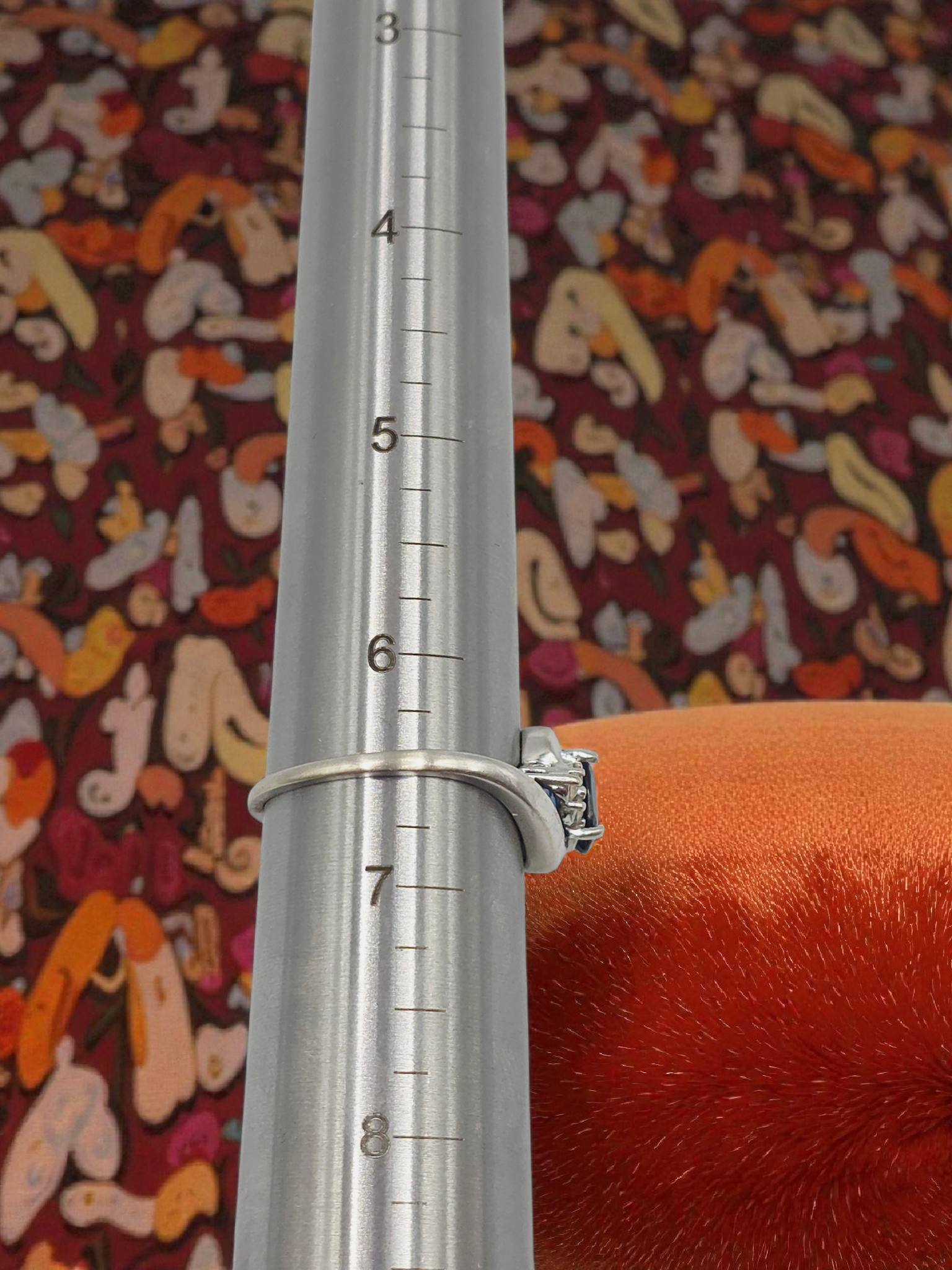 RJW Solid 10K White Gold Ring with Blue Sapphire & White Topaz - Size 6.5