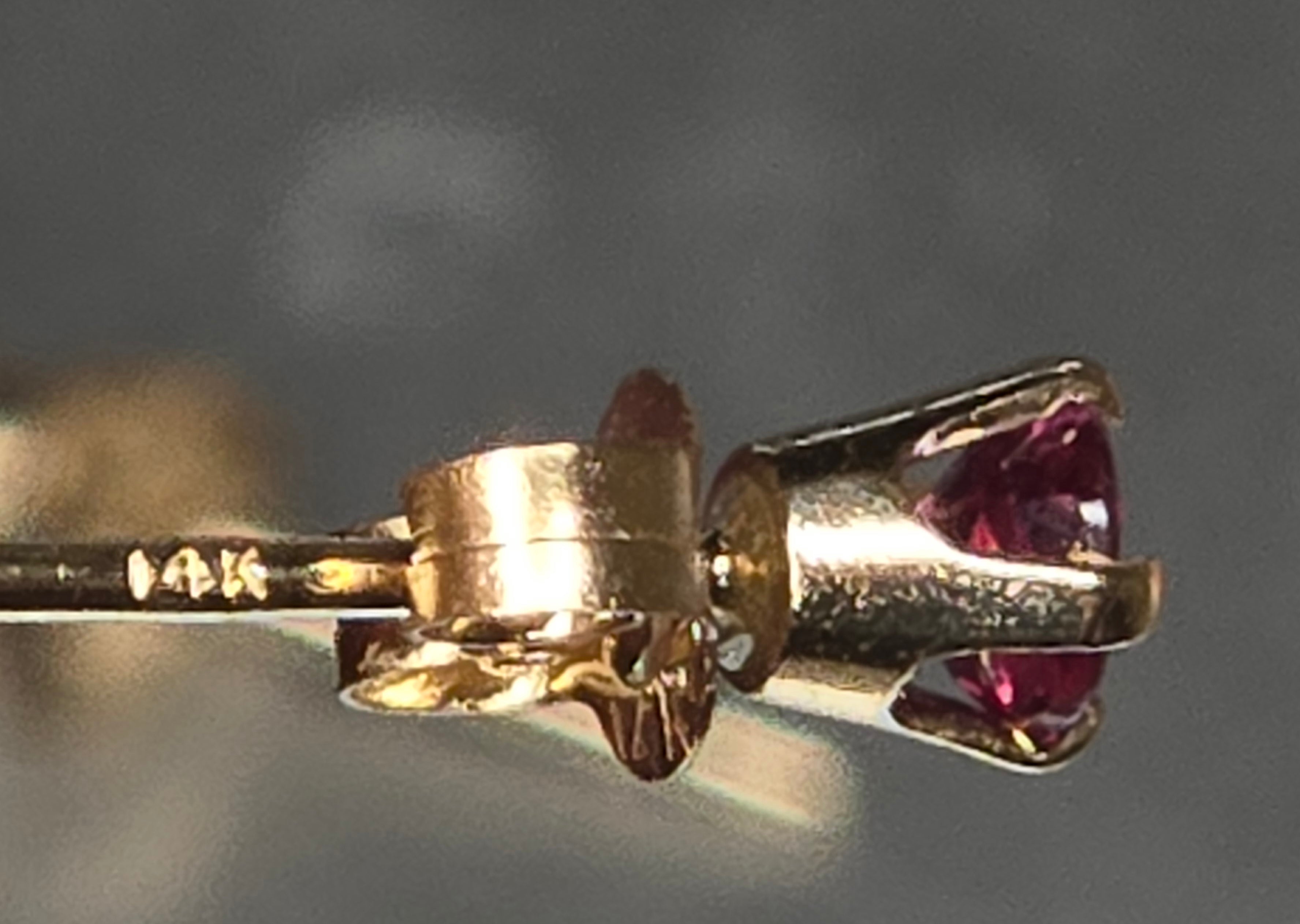 14K Solid Gold Stud Earrings with Pink Topaz