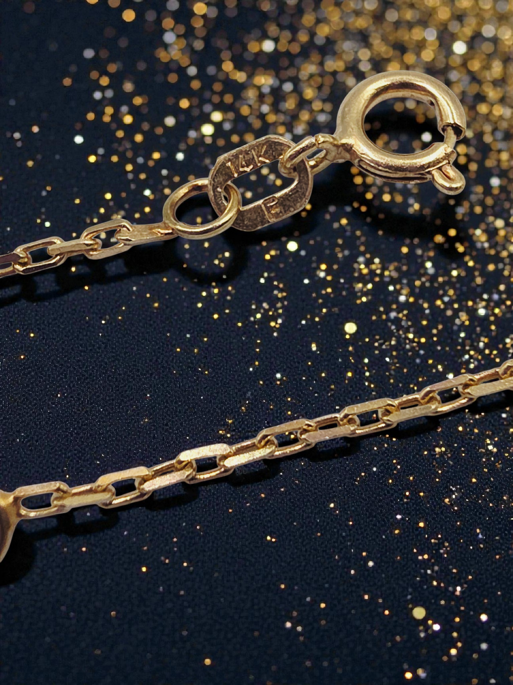 Solid 14K Yellow Gold Chain Bracelet with CZ Accents - 8.5 Inch