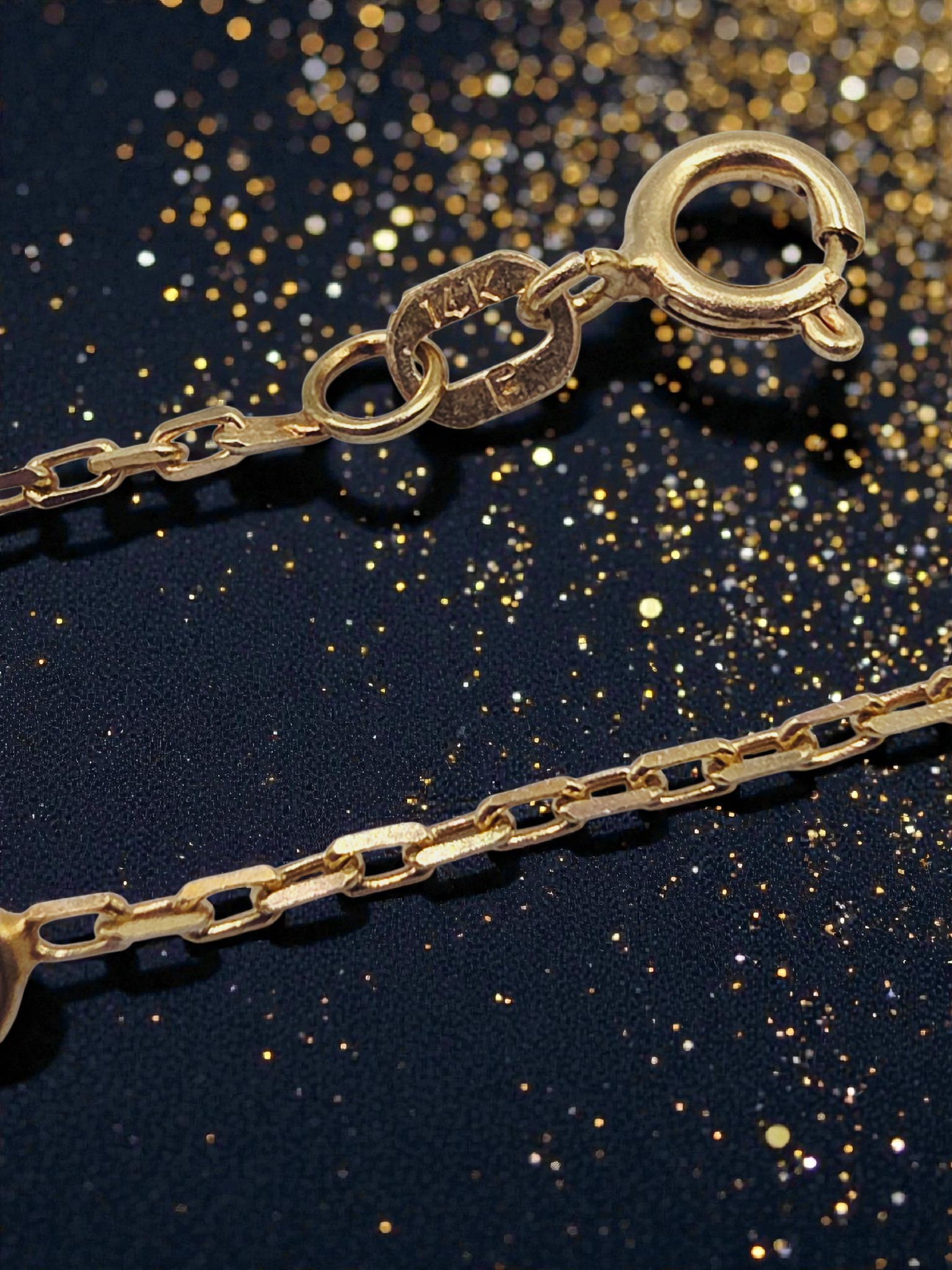 Solid 14K Yellow Gold Chain Bracelet with CZ Accents - 8.5 Inch