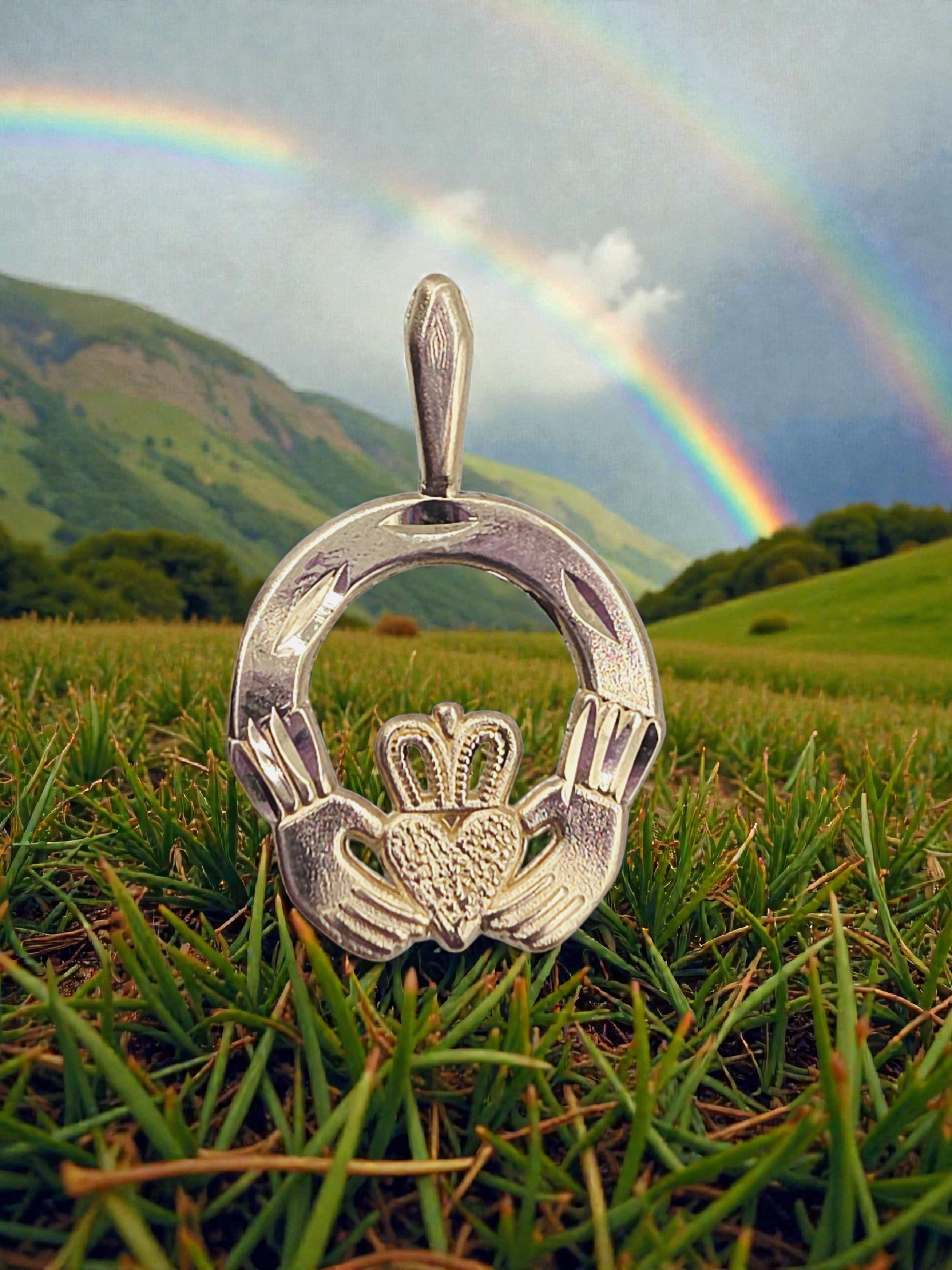 Michael Anthony Solid 14K Yellow Gold Claddagh Necklace Pendant