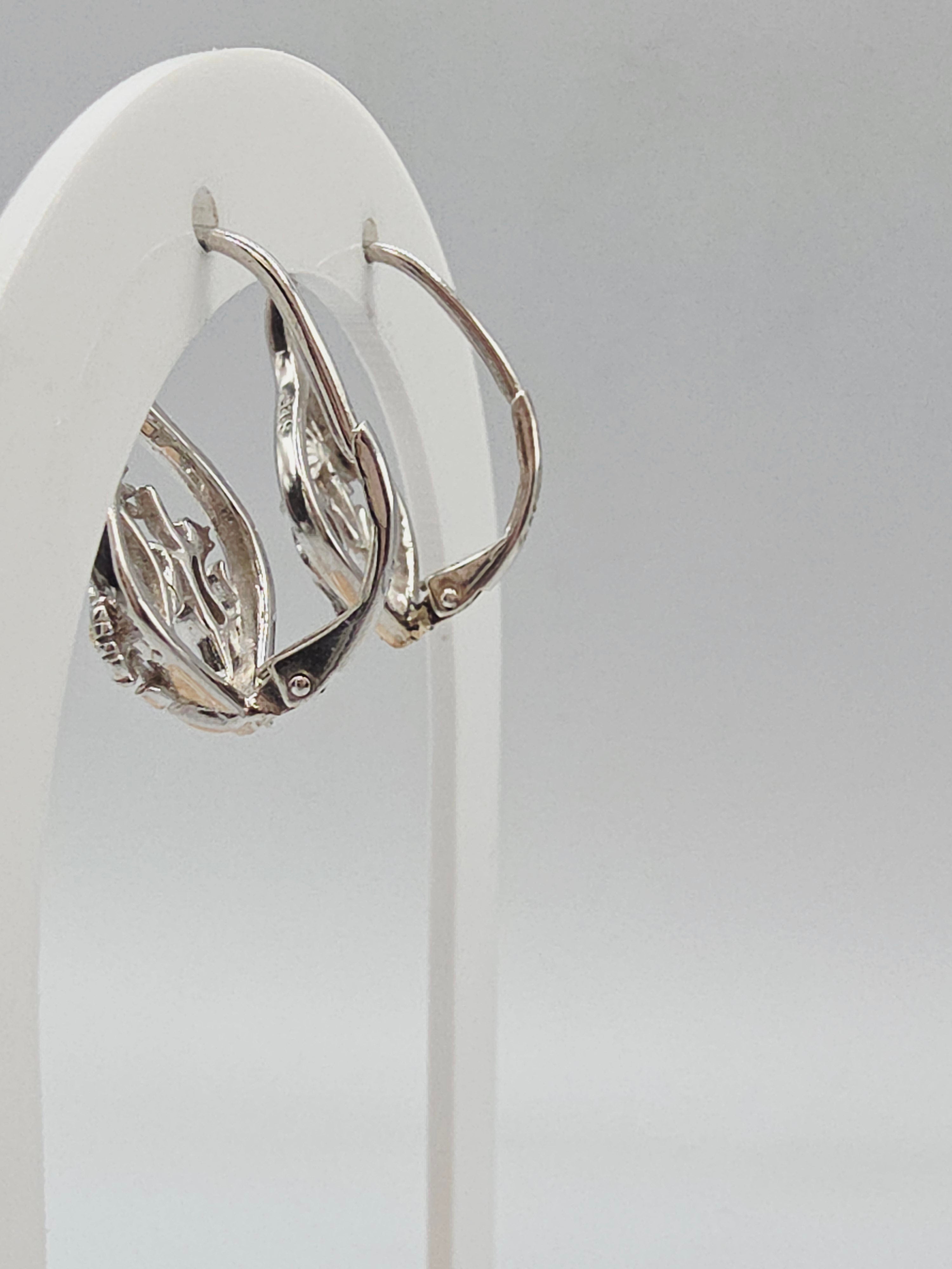925 Sterling Silver Kitty Cat & Sunflower Leverback Drop Earrings with 24K Gold Accents