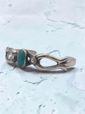 Sterling Silver LE Signed Turquoise Southwest Cast Cuff Bracelet 6.25 Inch