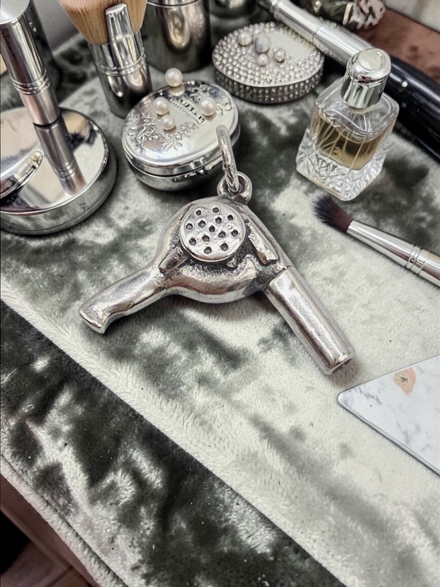 RETIRED James Avery Hair Blow Dryer 925 Sterling Silver Charm Pendant