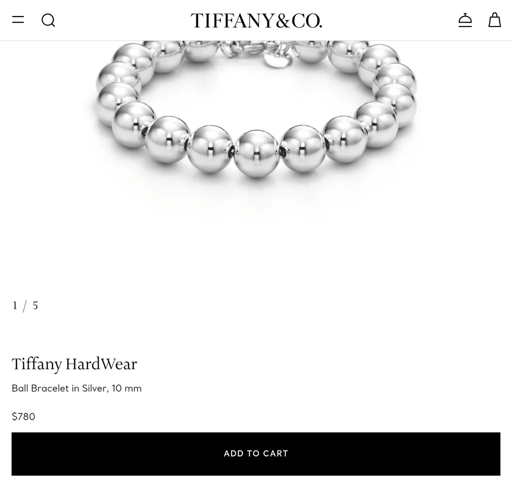 Tiffany & Co. HardWear Sterling Silver Ball Bracelet - 10mm - Medium 7.5"